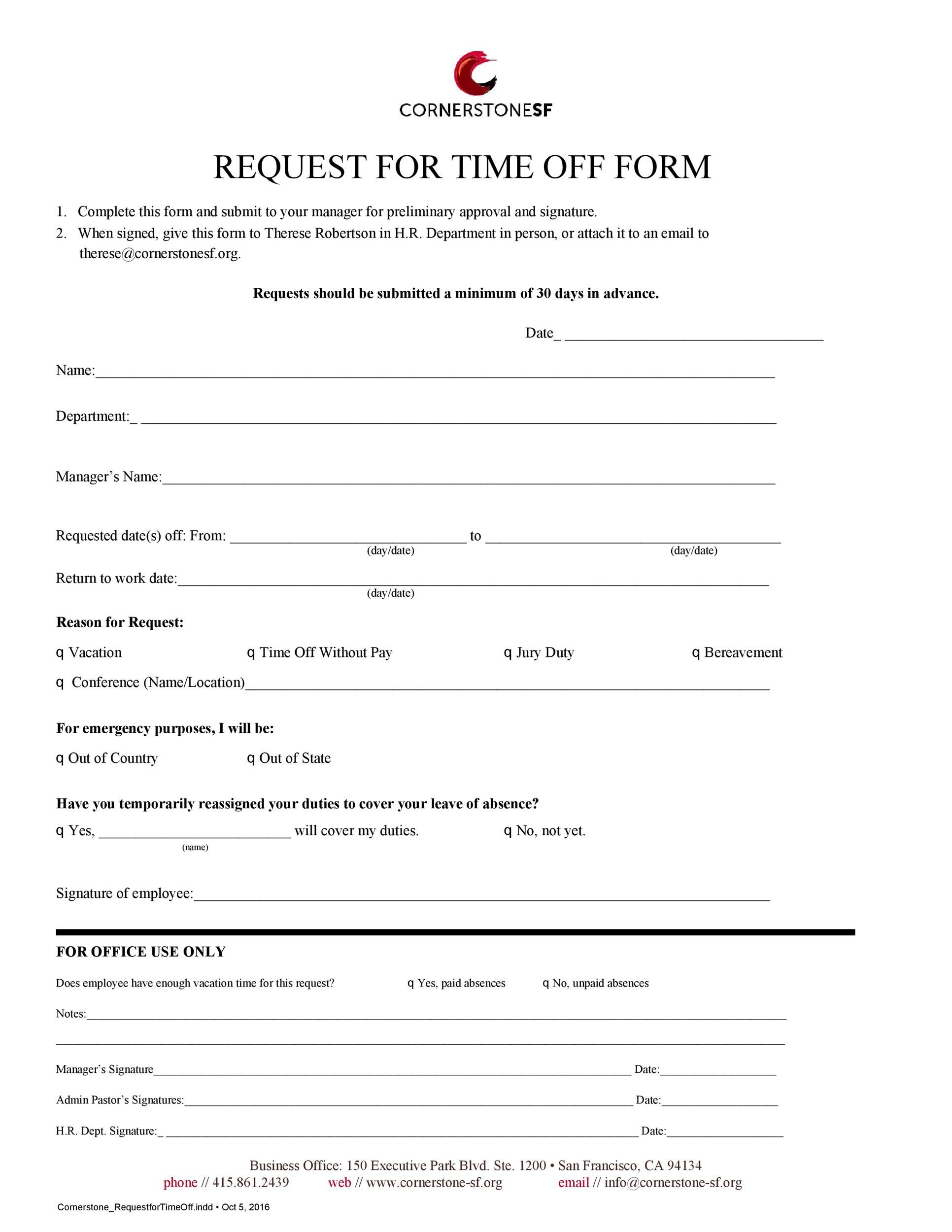 40+ Effective Time Off Request Forms & Templates ᐅ TemplateLab