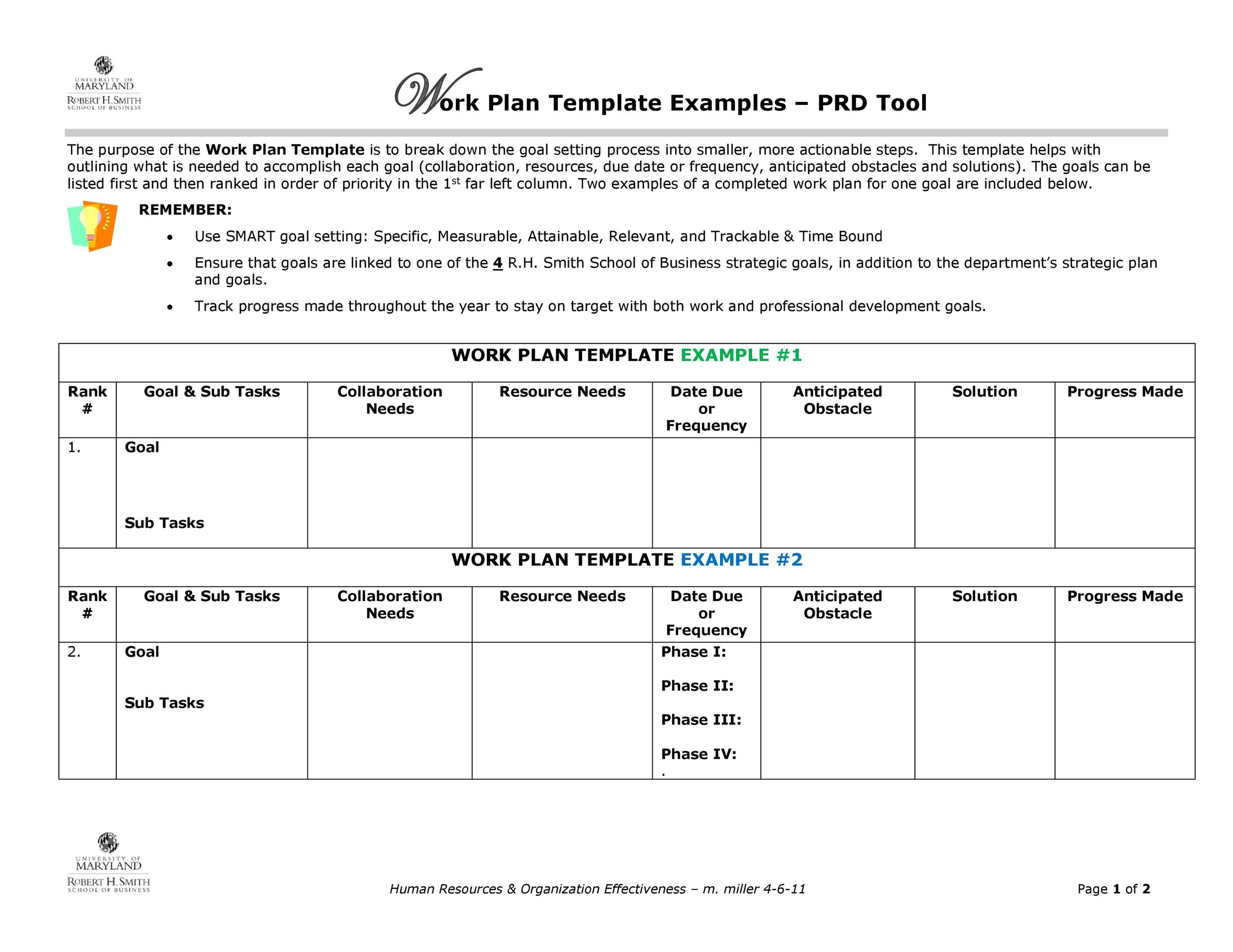 Work Plan 40 Great Templates Samples Excel Word TemplateLab