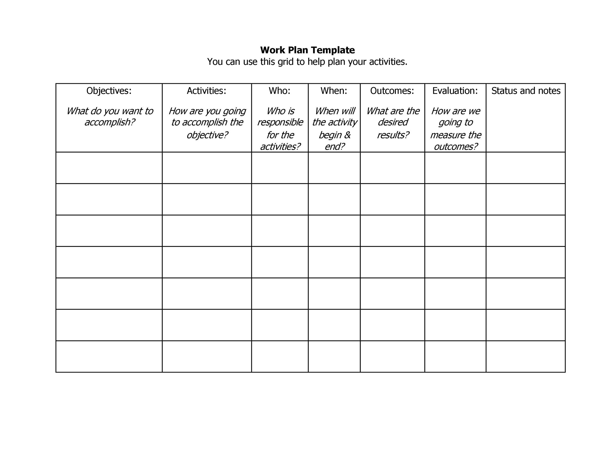 Program Of Works Template Word