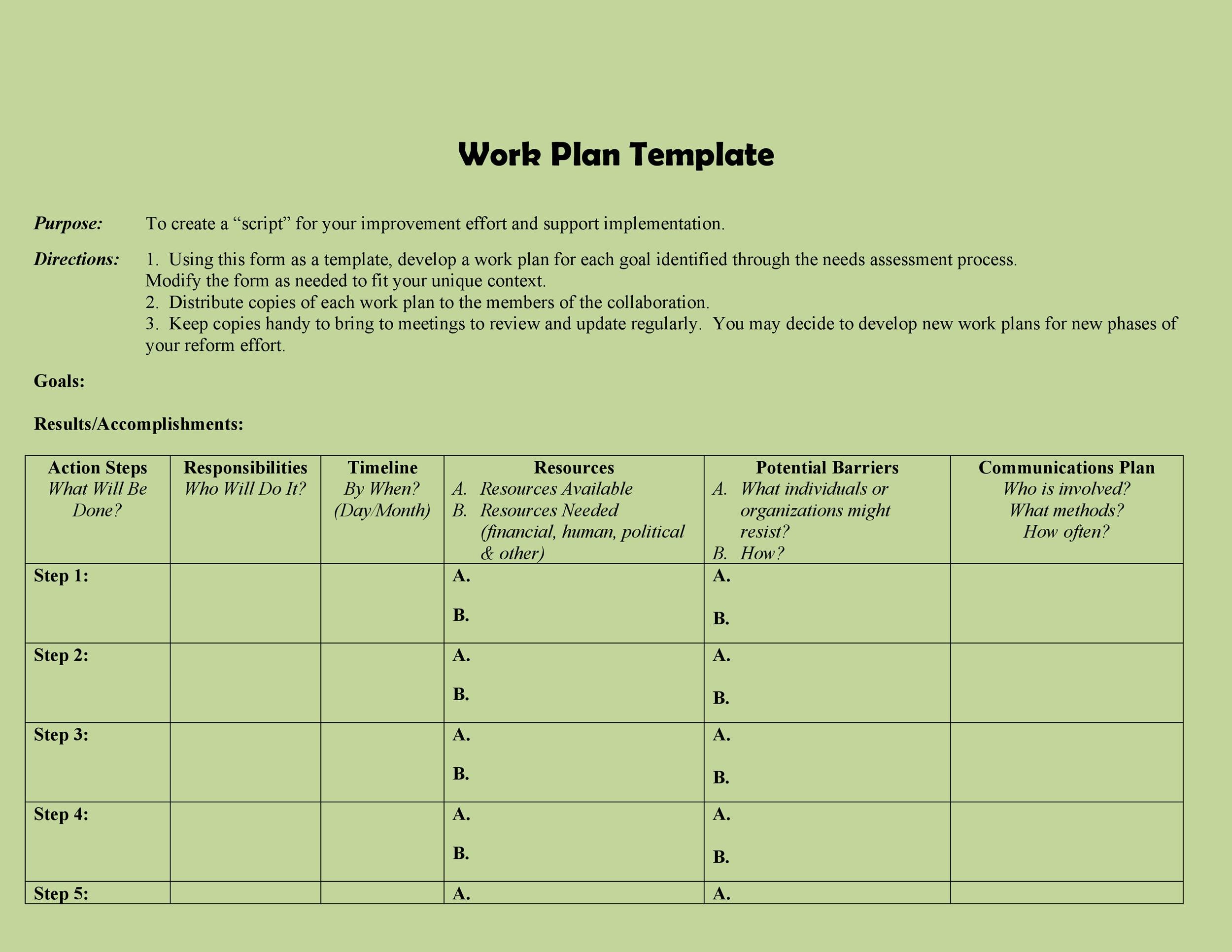Work Plan 40 Great Templates Samples (Excel / Word) ᐅ TemplateLab