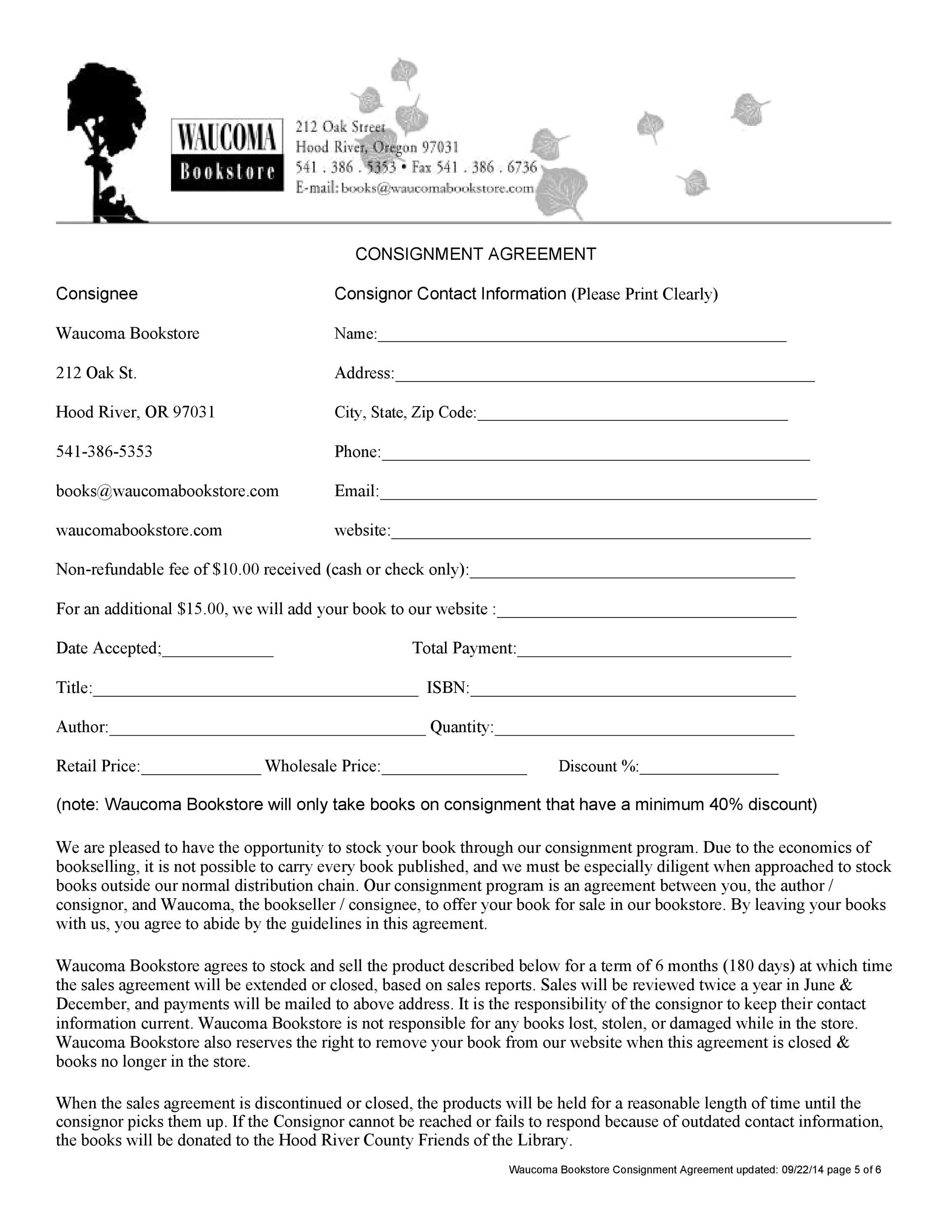 Consignment Agreement Form