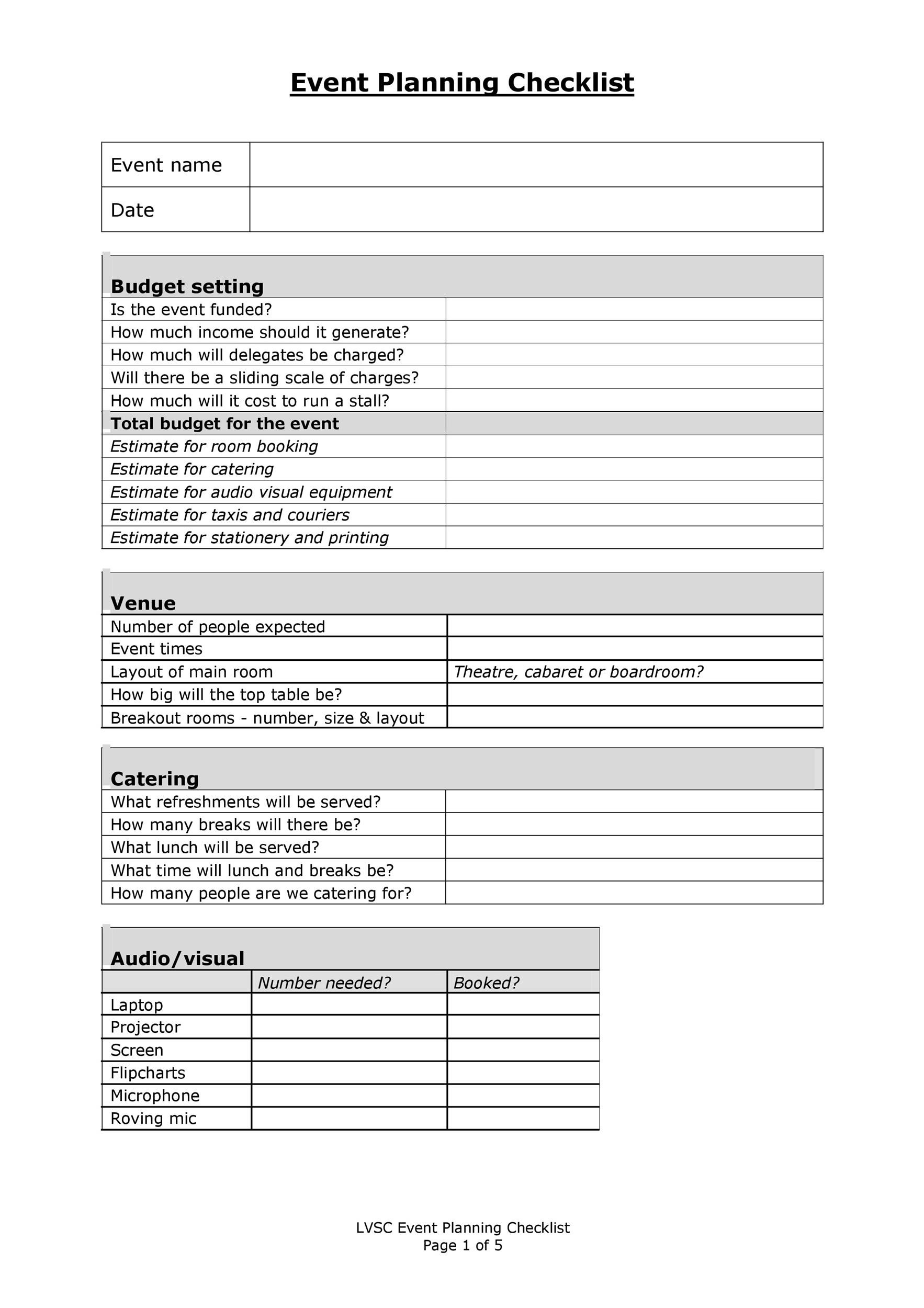 Free Event Planning Checklist Template
