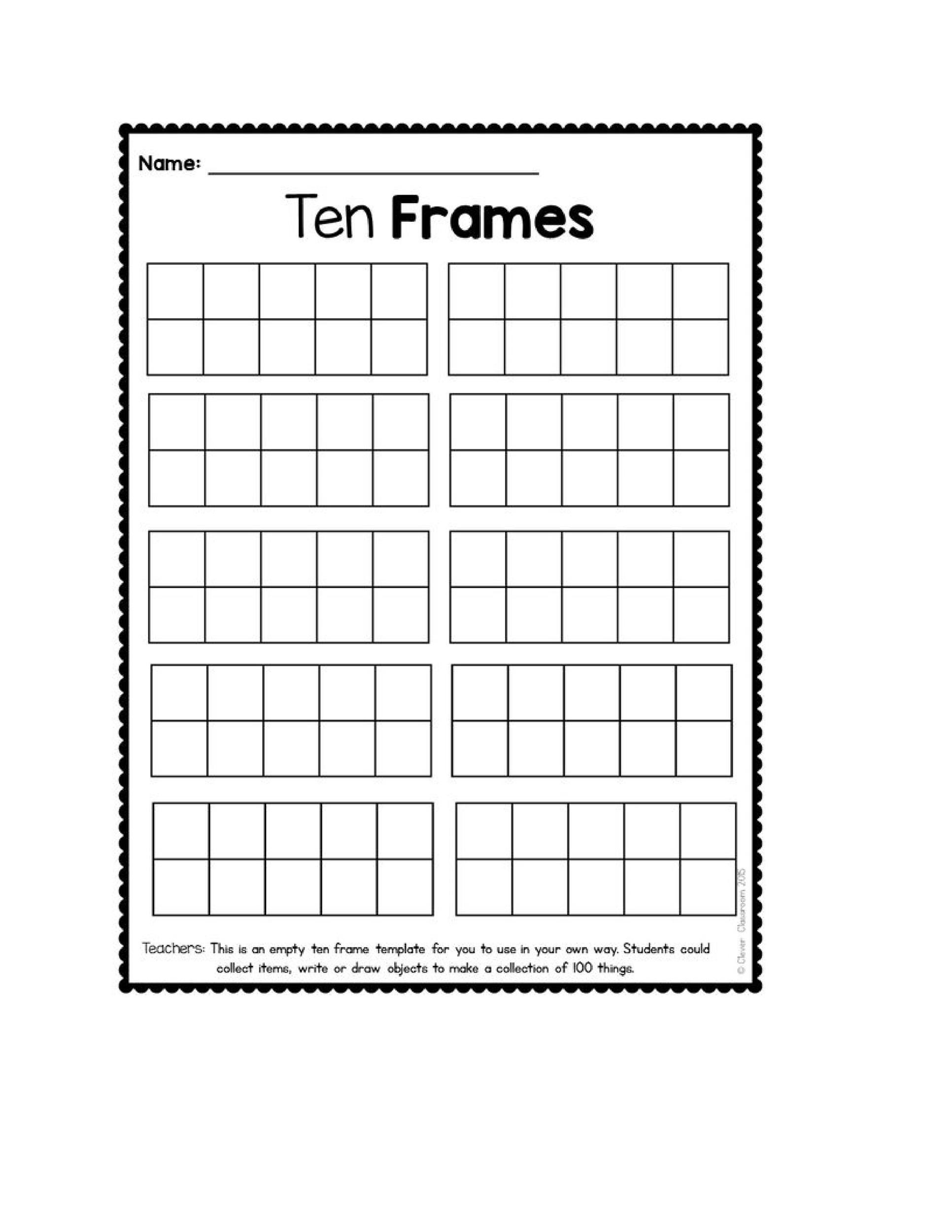 Tens Frame Free Printable Printable Word Searches
