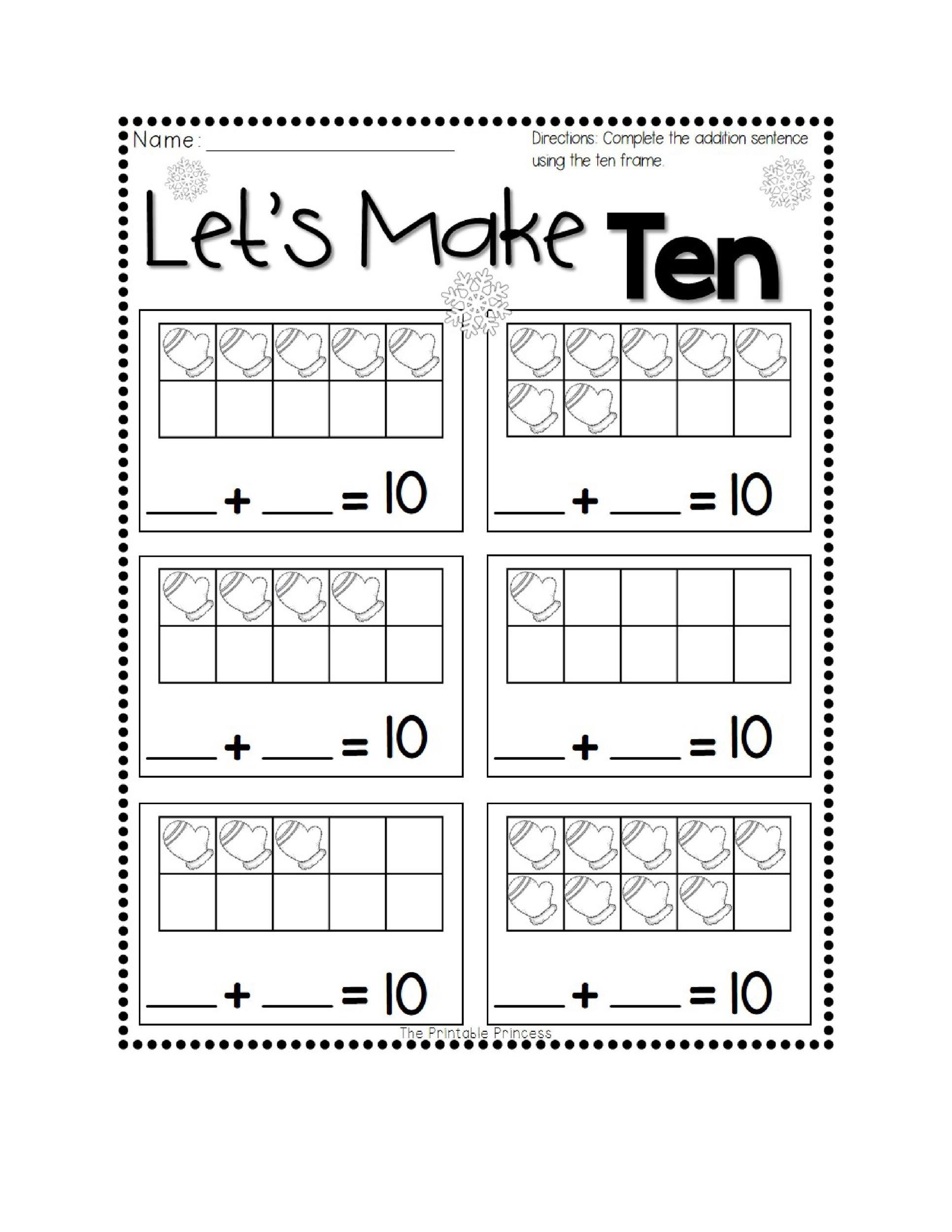 Math Worksheets 10 Frames