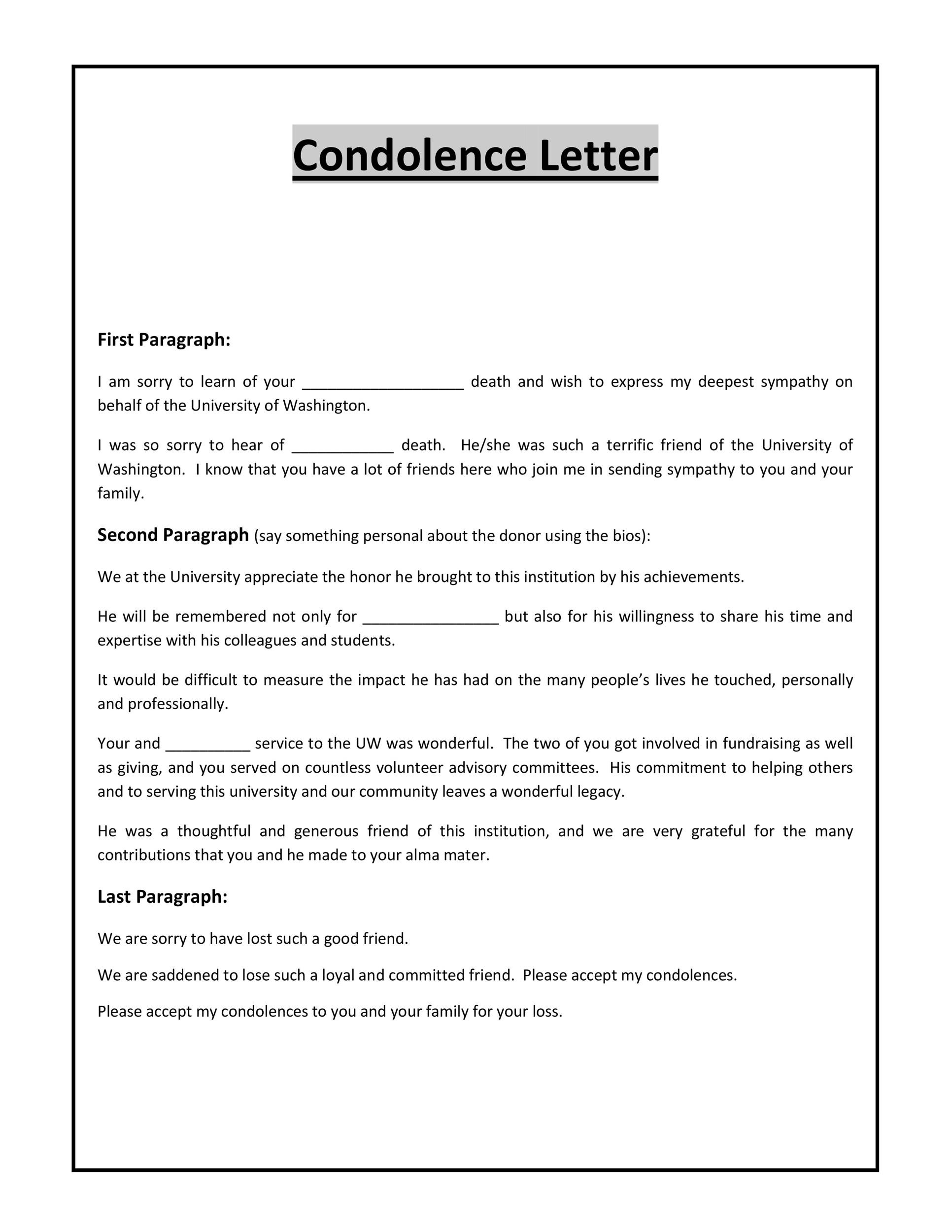 41 Condolence Sympathy Letter Samples Template Lab