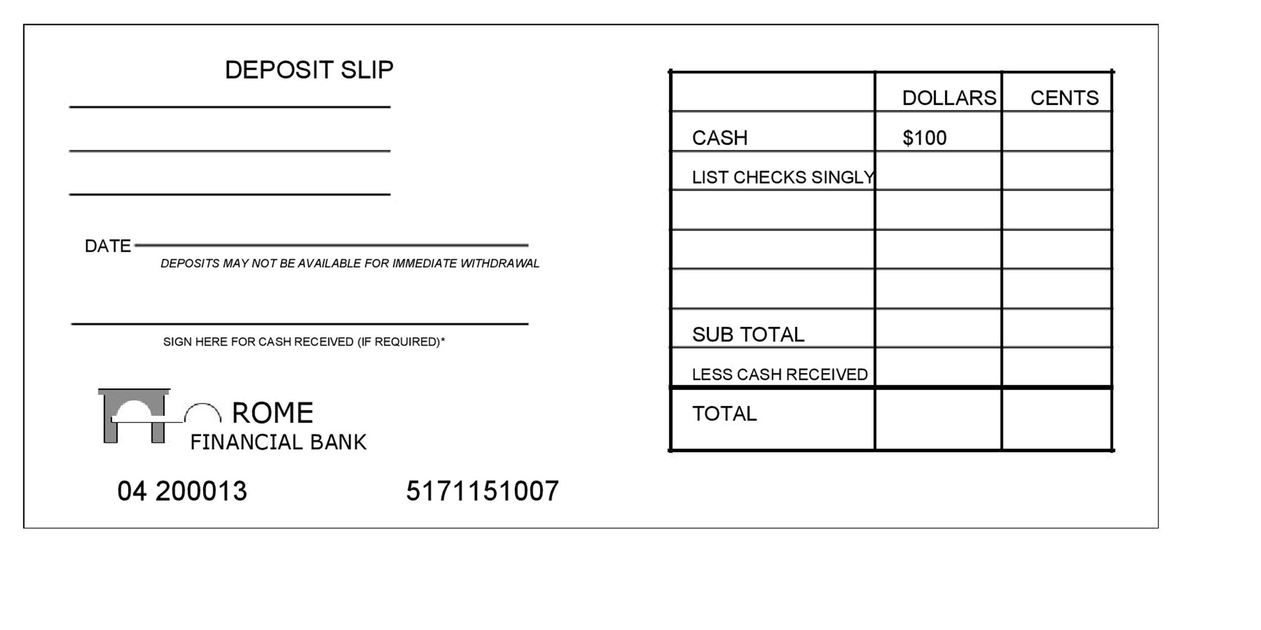 37 Bank Deposit Slip Templates & Examples ᐅ TemplateLab