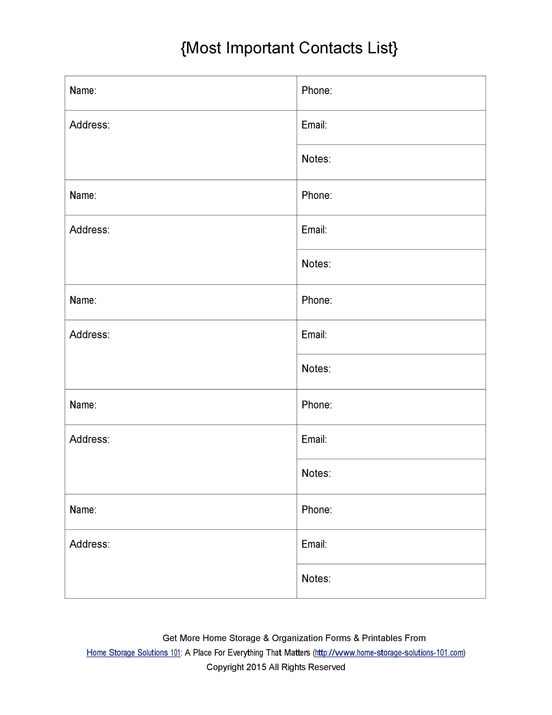 40 Phone Email Contact List Templates Word Excel ᐅ TemplateLab