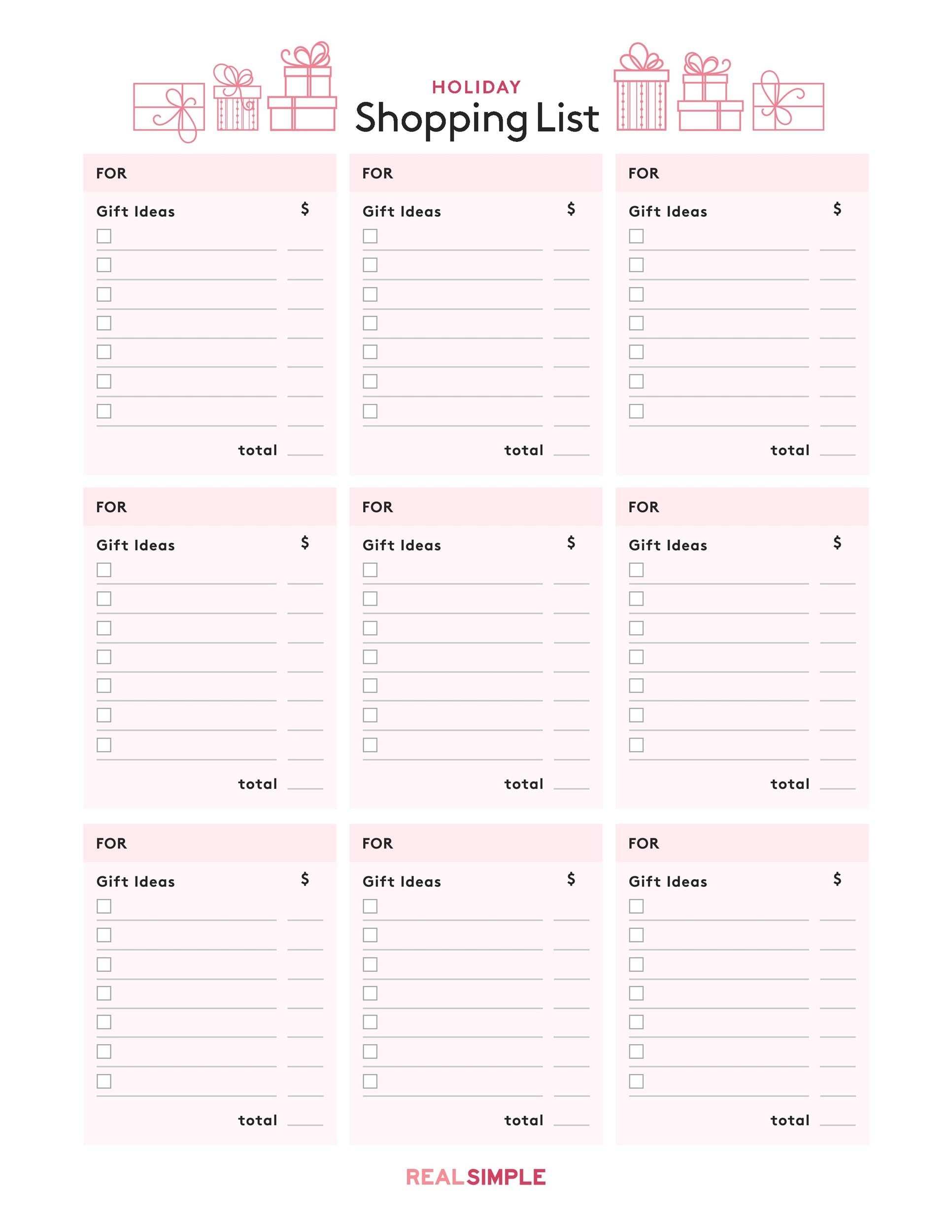 Grocery Shopping List Template Printable Template