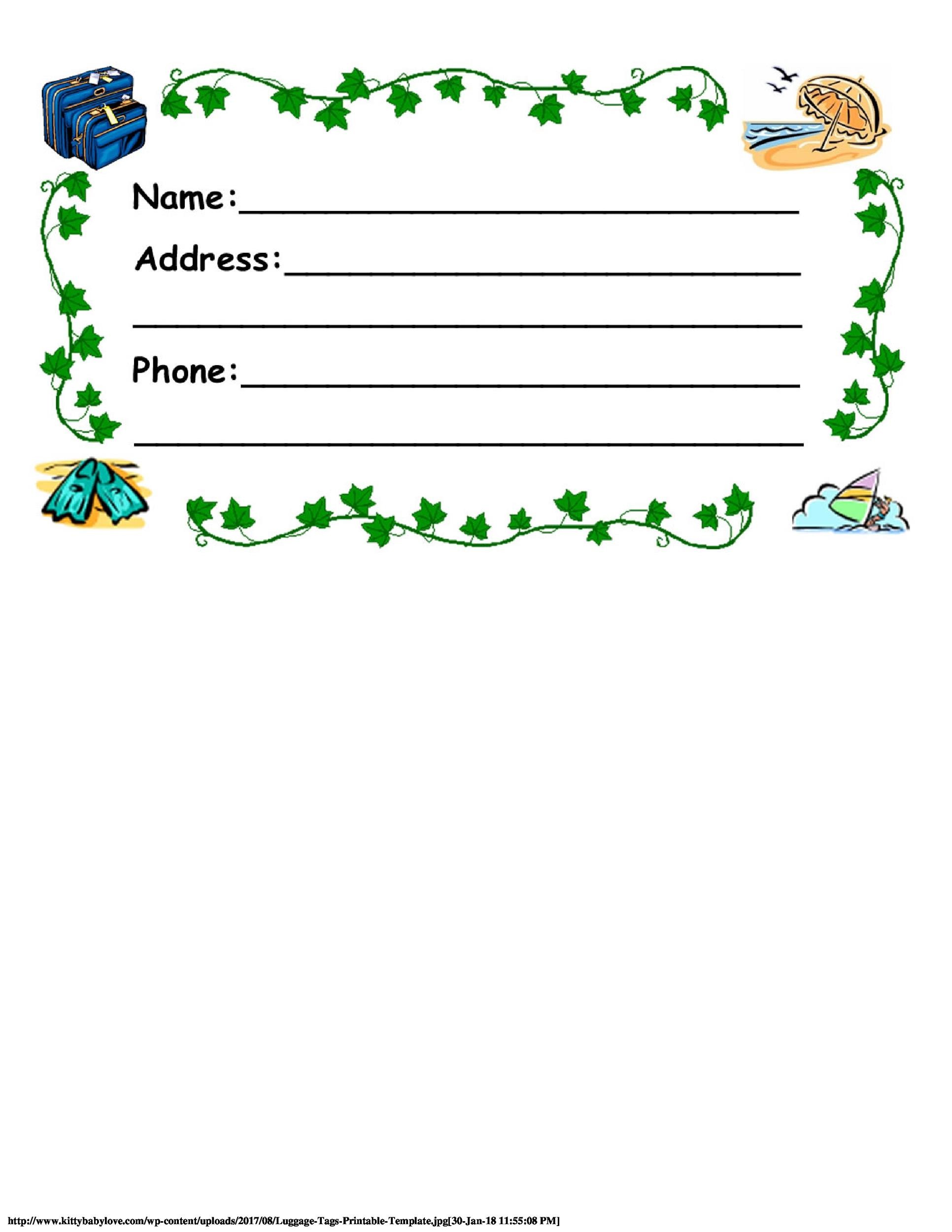 Name Tag Template For Kids