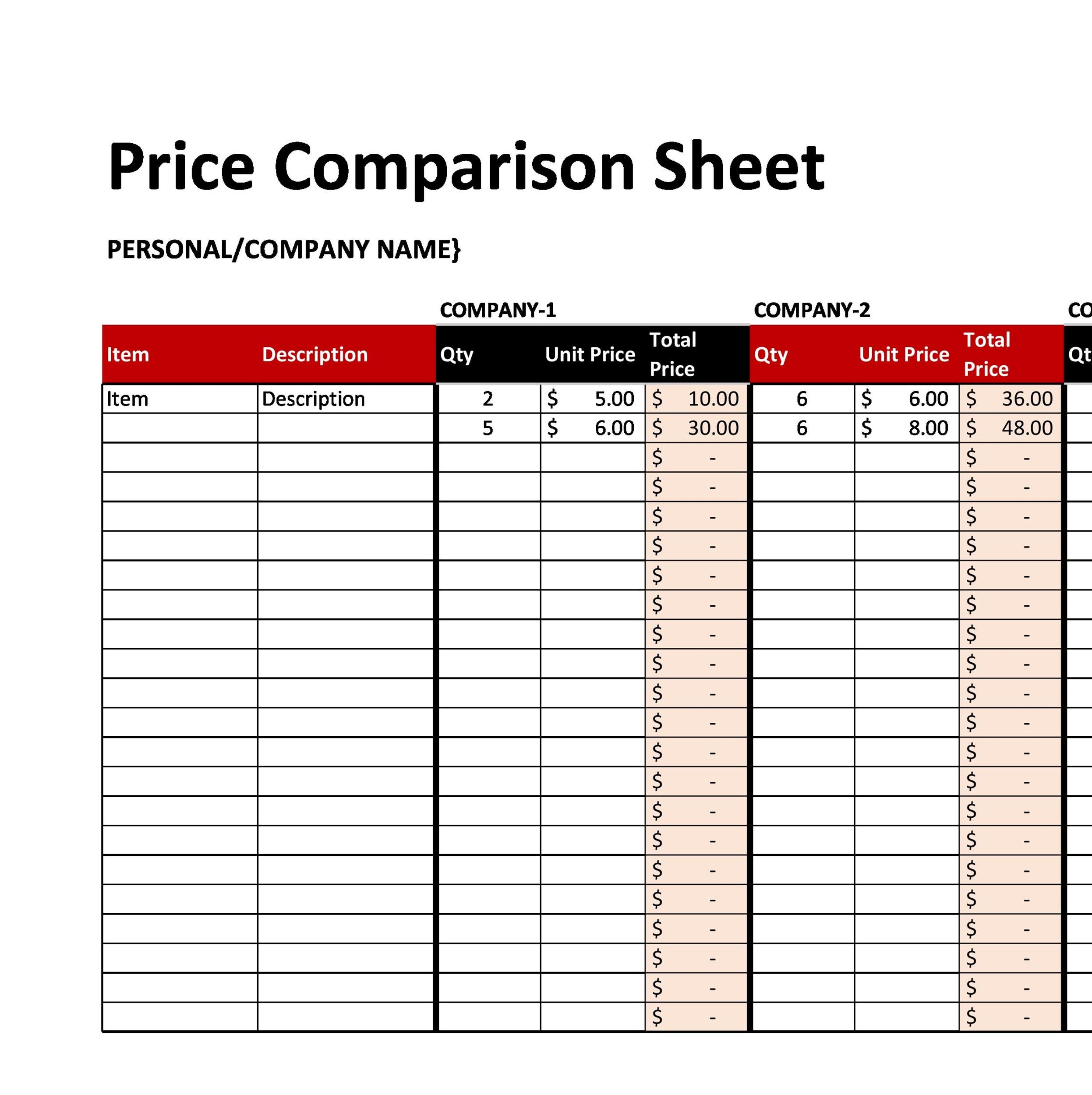 40 FREE Price List Templates Price Sheet Templates Template Lab