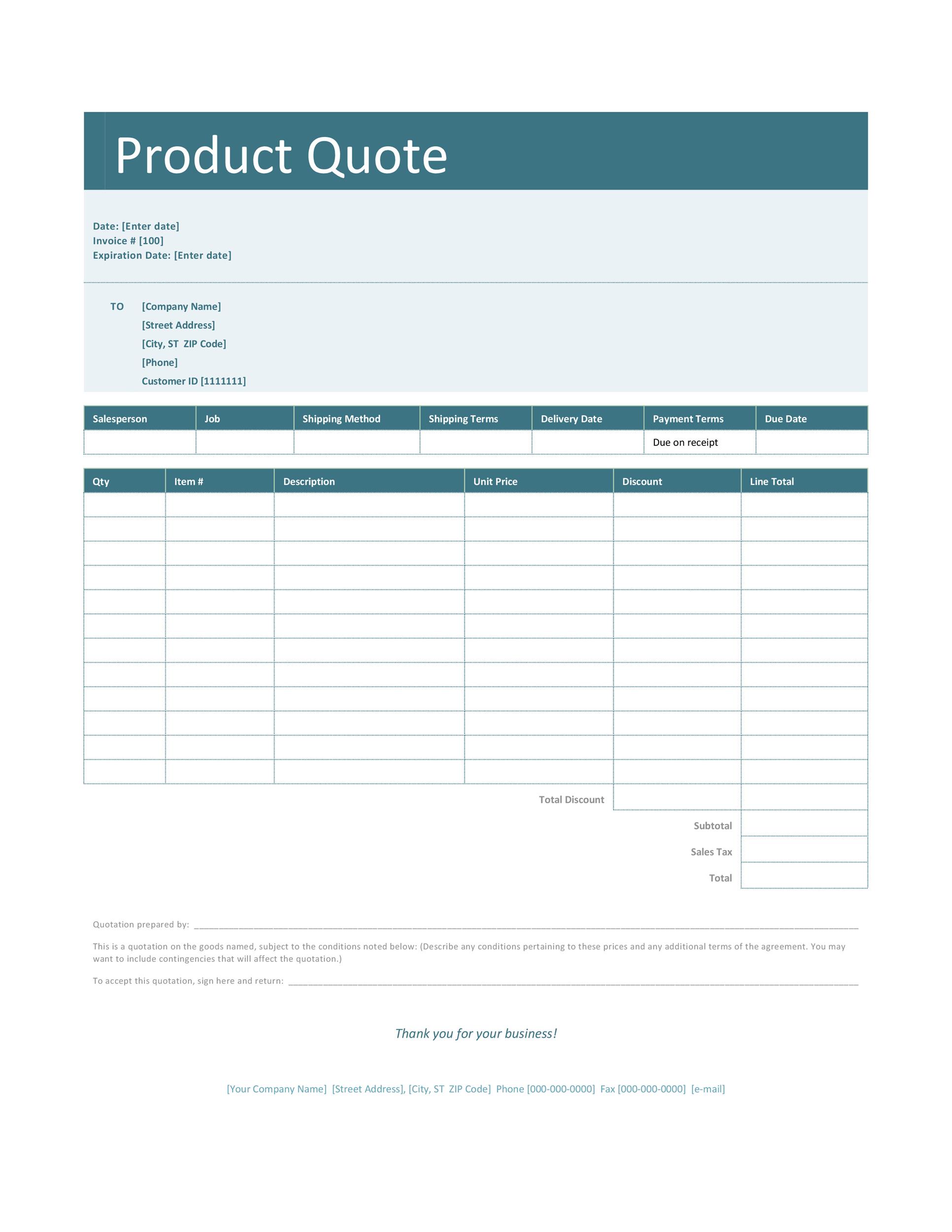 Free Business Quote Template Word