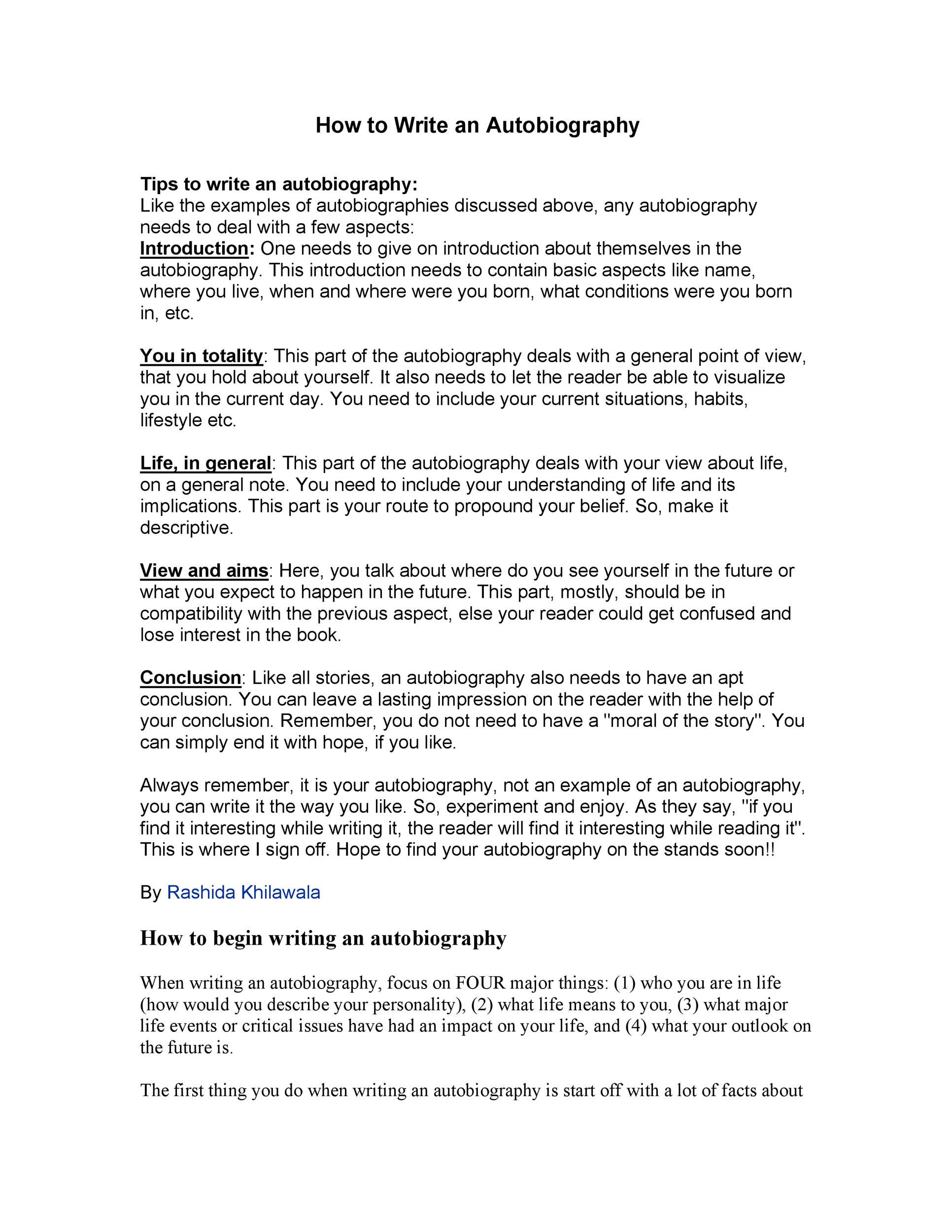 Autobiography Outline Template - Format & Samples