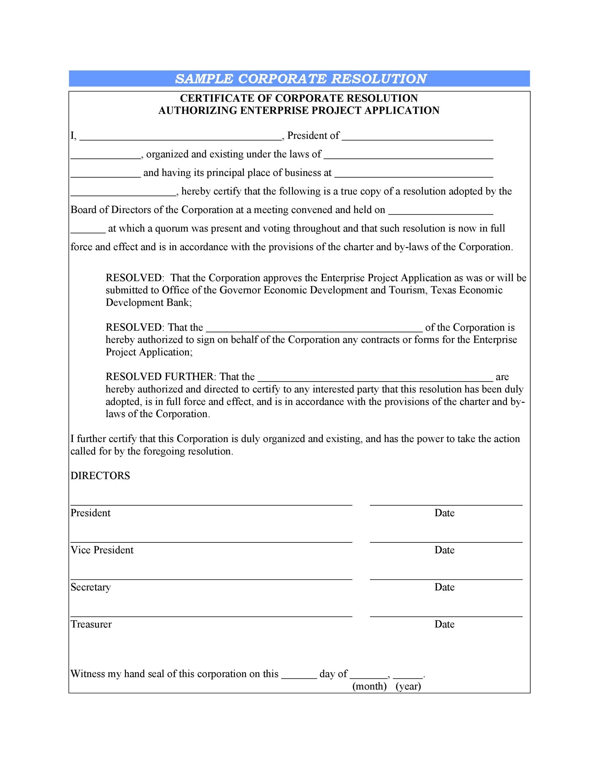 Llc Authorization To Sign Template