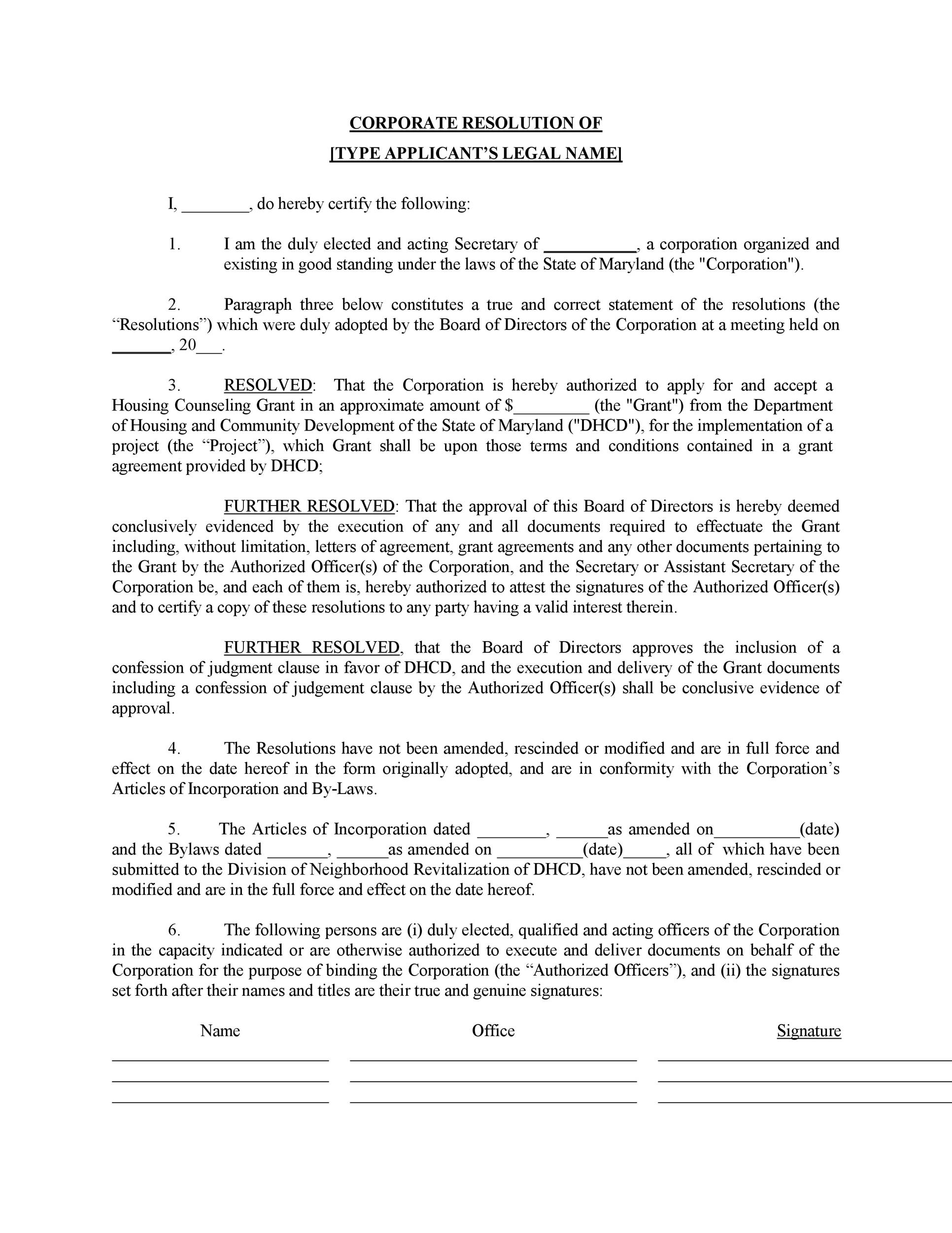 50 Printable Board Resolution Sample Forms And Templates Images