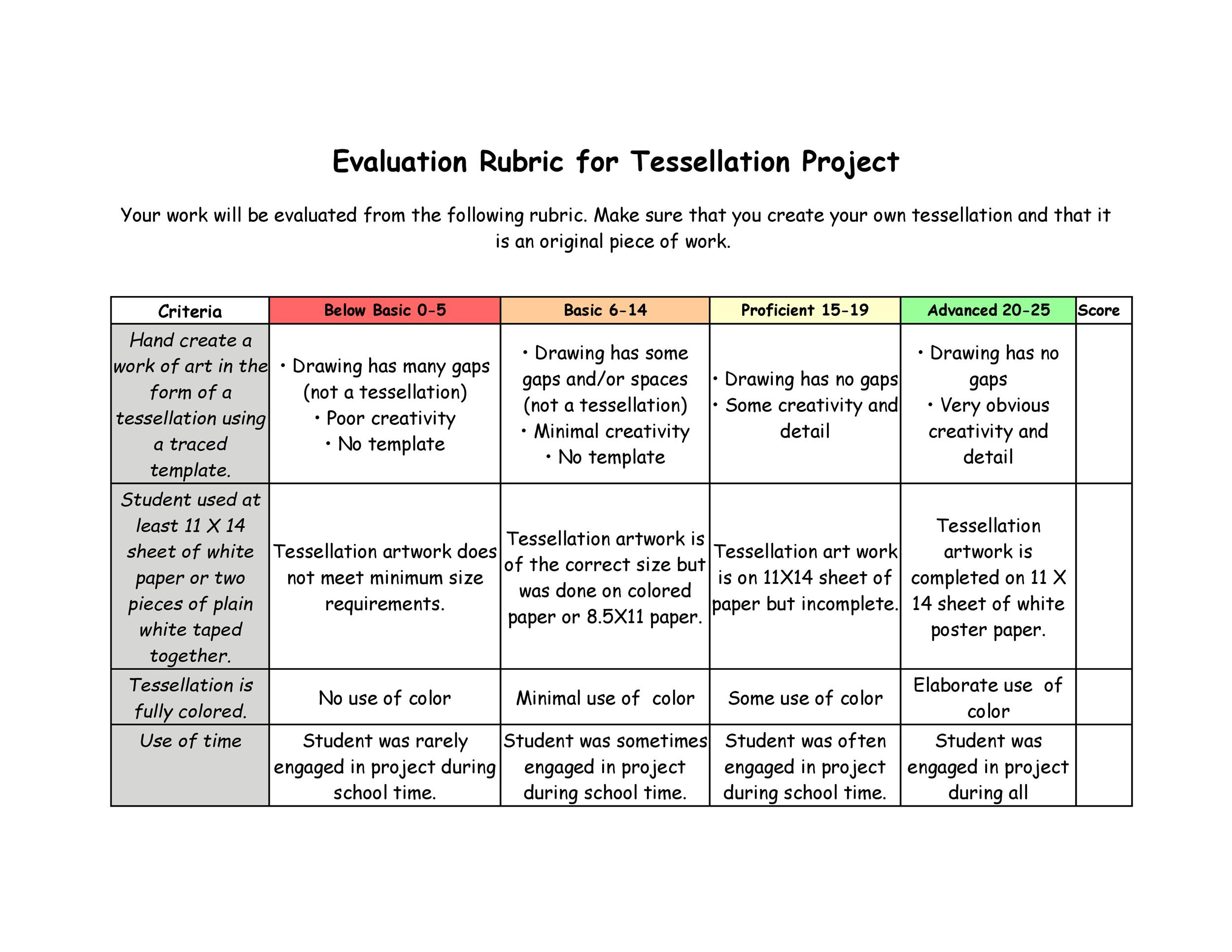 Printable Rubric Template Rubric Template Rubrics Rubrics For Projects