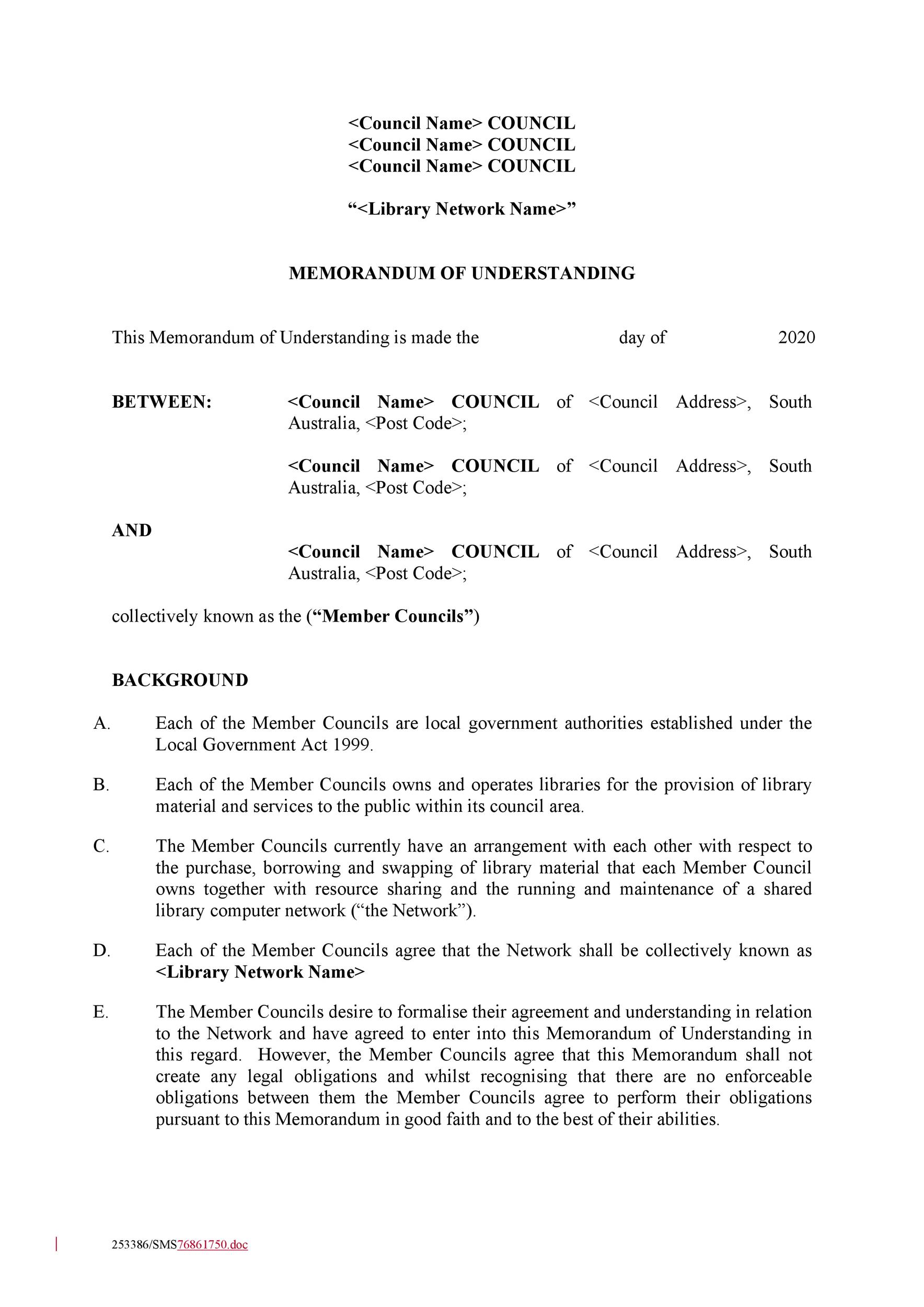 50 Free Memorandum Of Understanding Templates Word Templatelab 4973