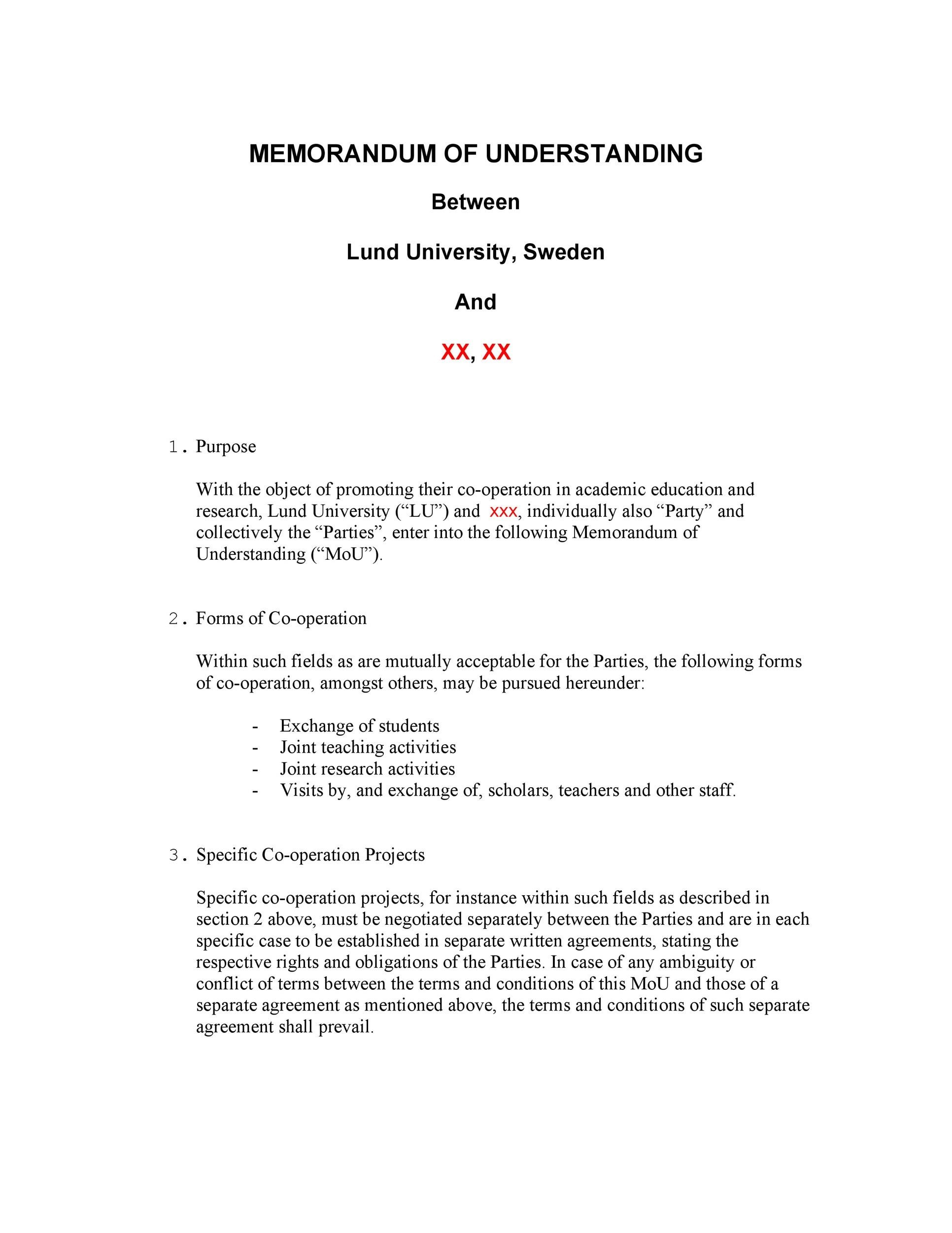 50 Free Memorandum of Understanding Templates [Word] ᐅ ...