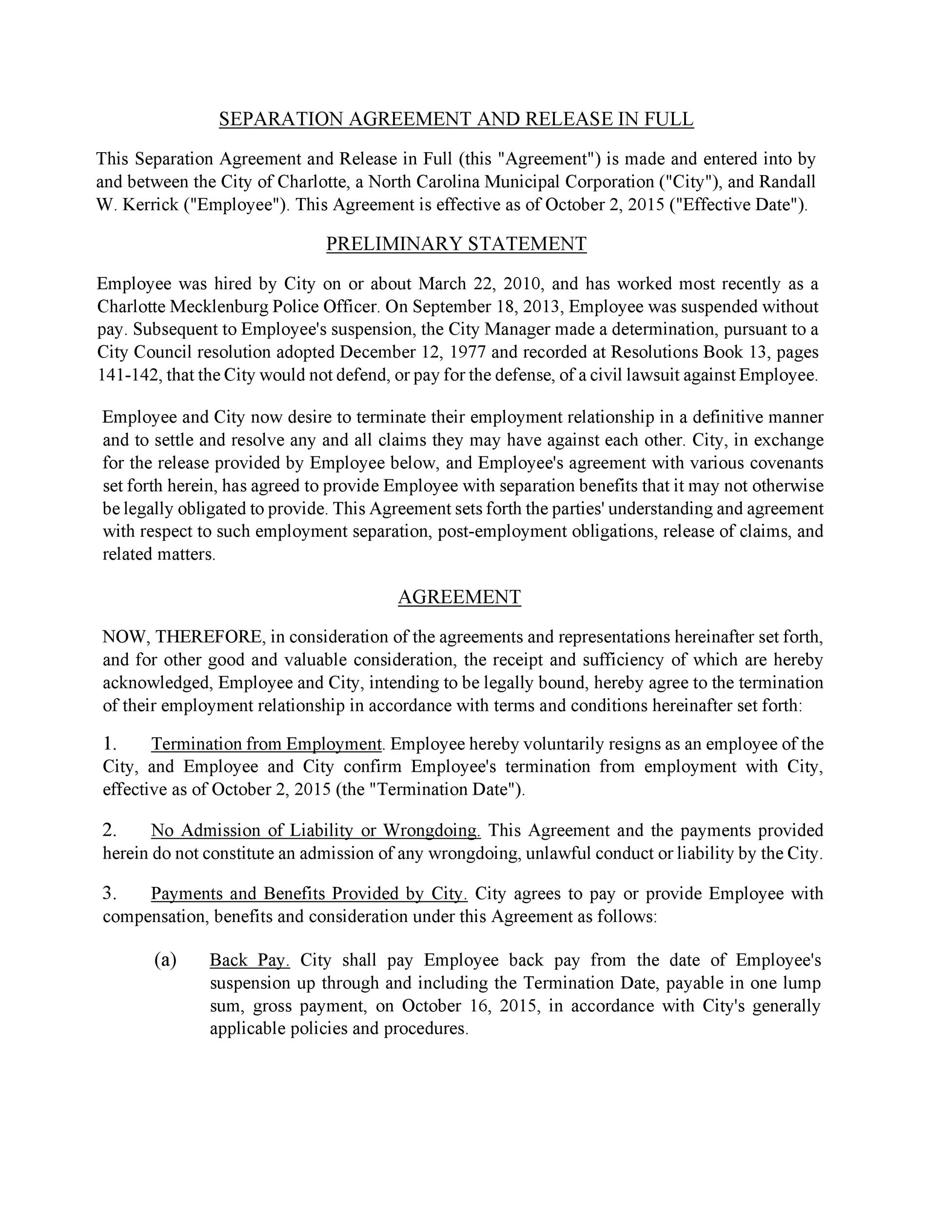 43 Official Separation Agreement Templates Letters Forms