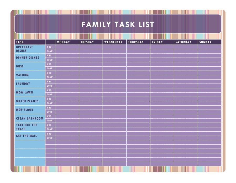 Free Family Chore Chart