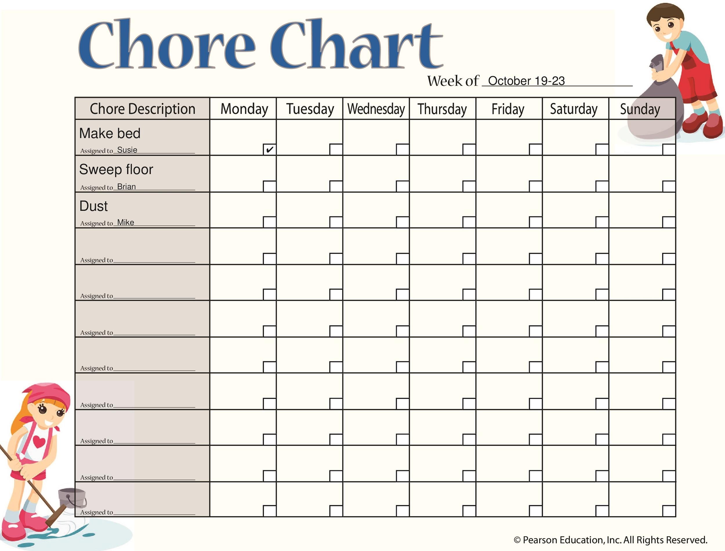 weekly family chore chart template - Togo.wpart.co