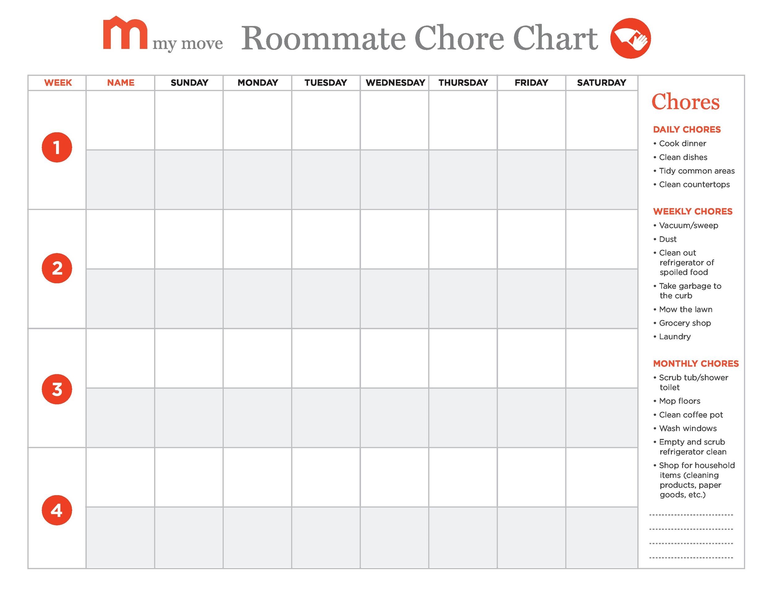 Cute Chore Chart Template