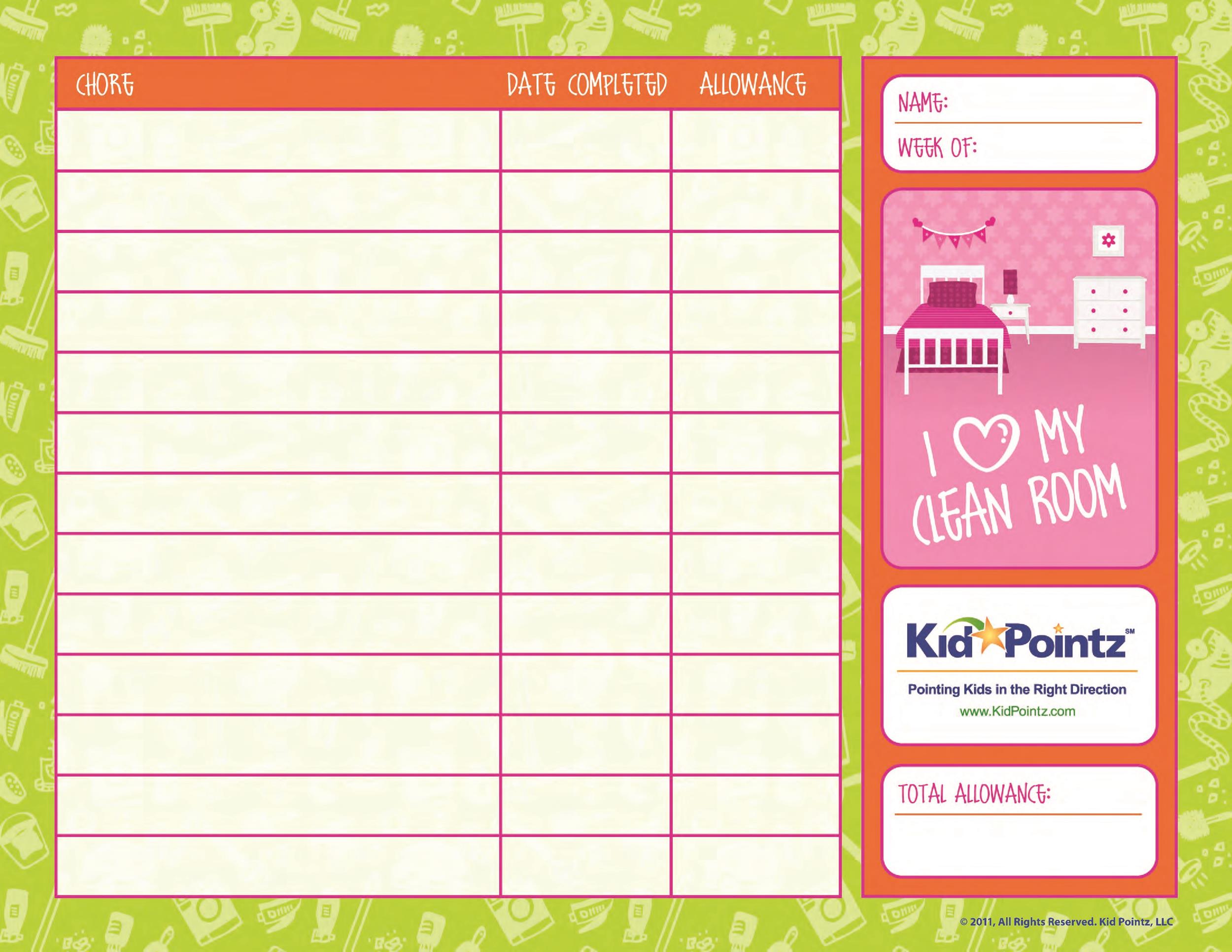 Kid Chore Chart Template Free