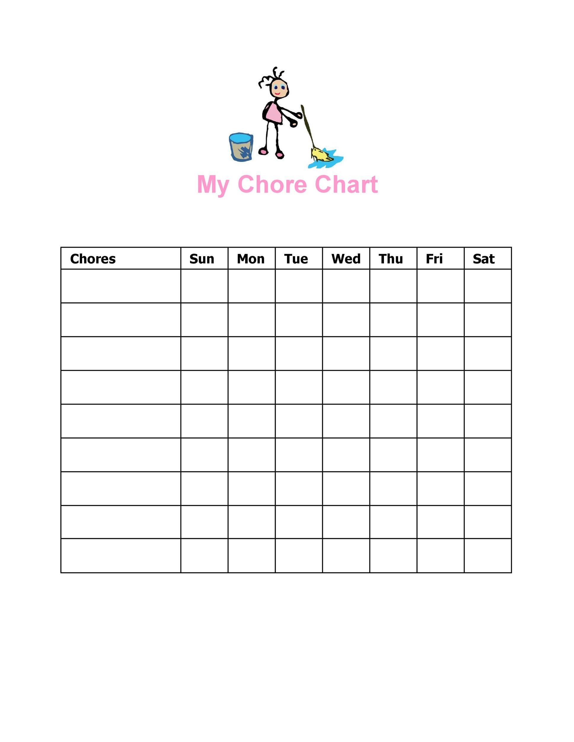 Printable Chore Chart For 5 Year Old