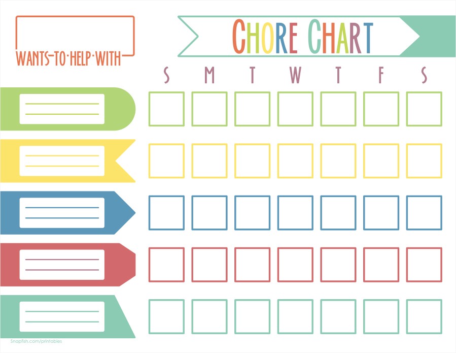 Free Printable Chore Chart For 5 Year Old
