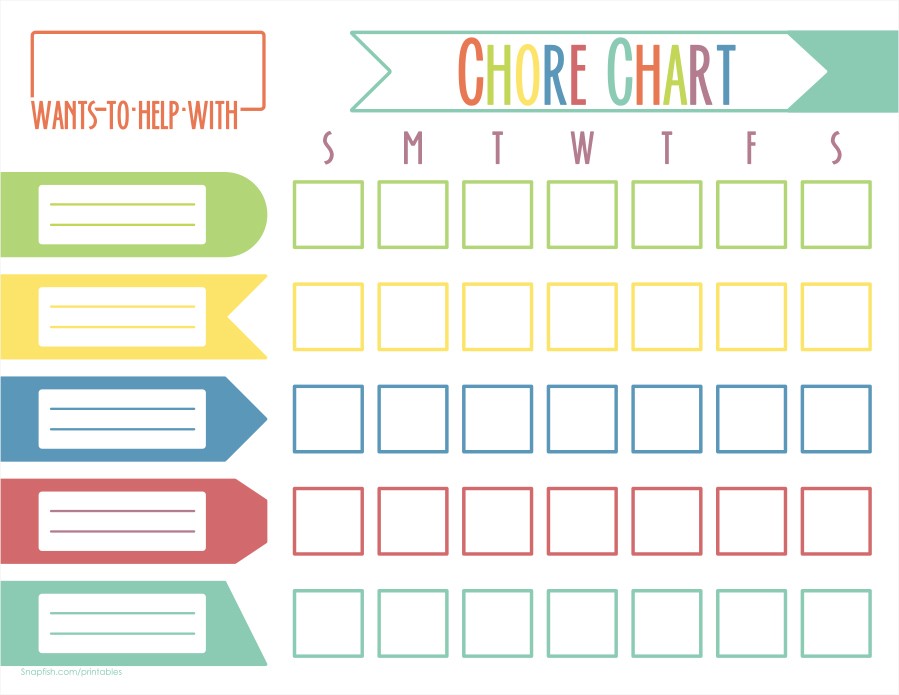 Weekly Chore Chart For Kids