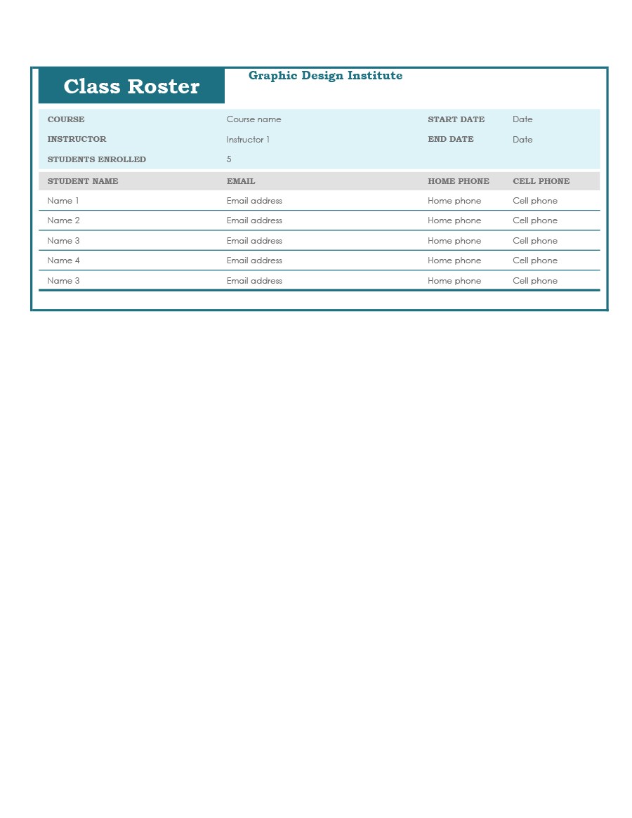 37 Class Roster Templates [Student Roster Templates for Teachers]