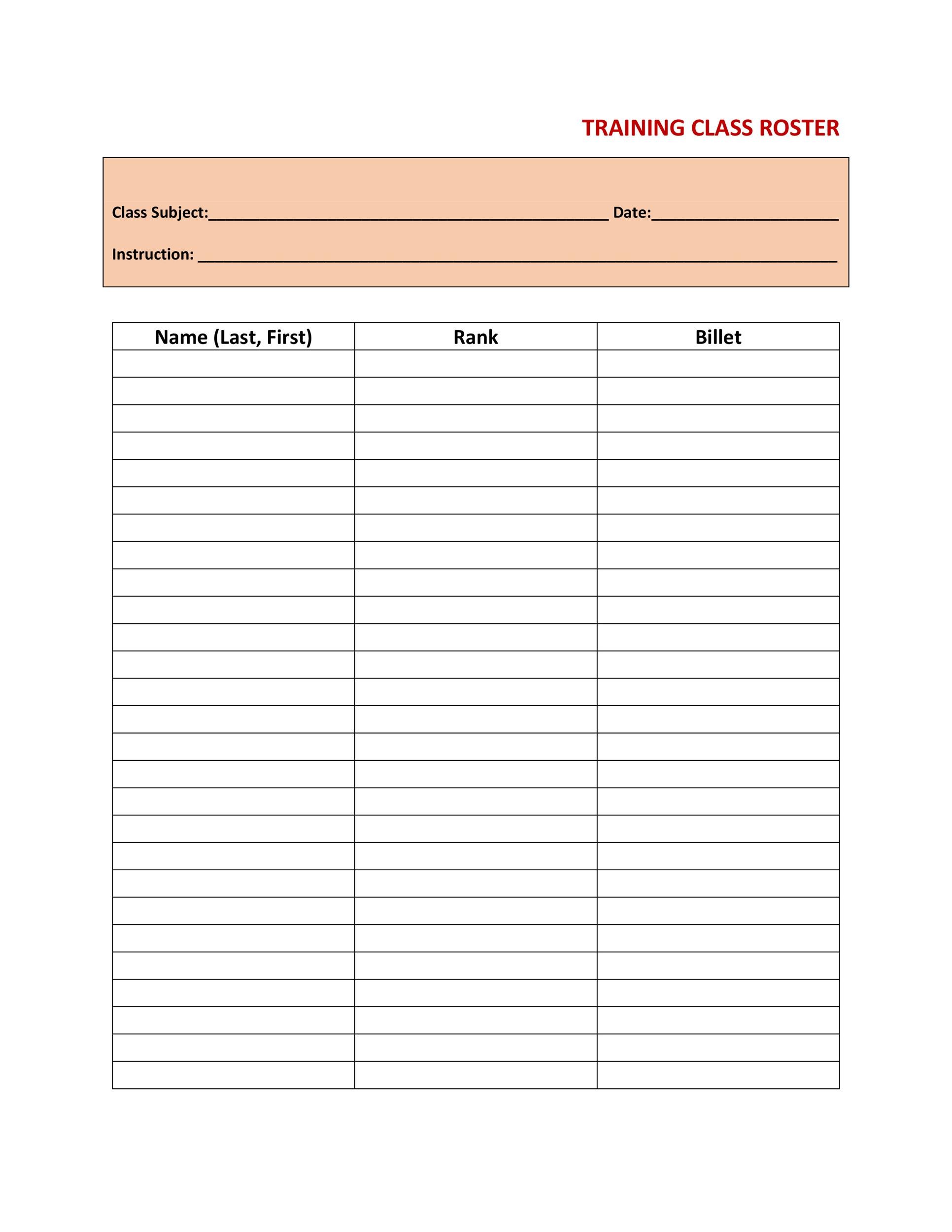 Free Printable Student Roster Template