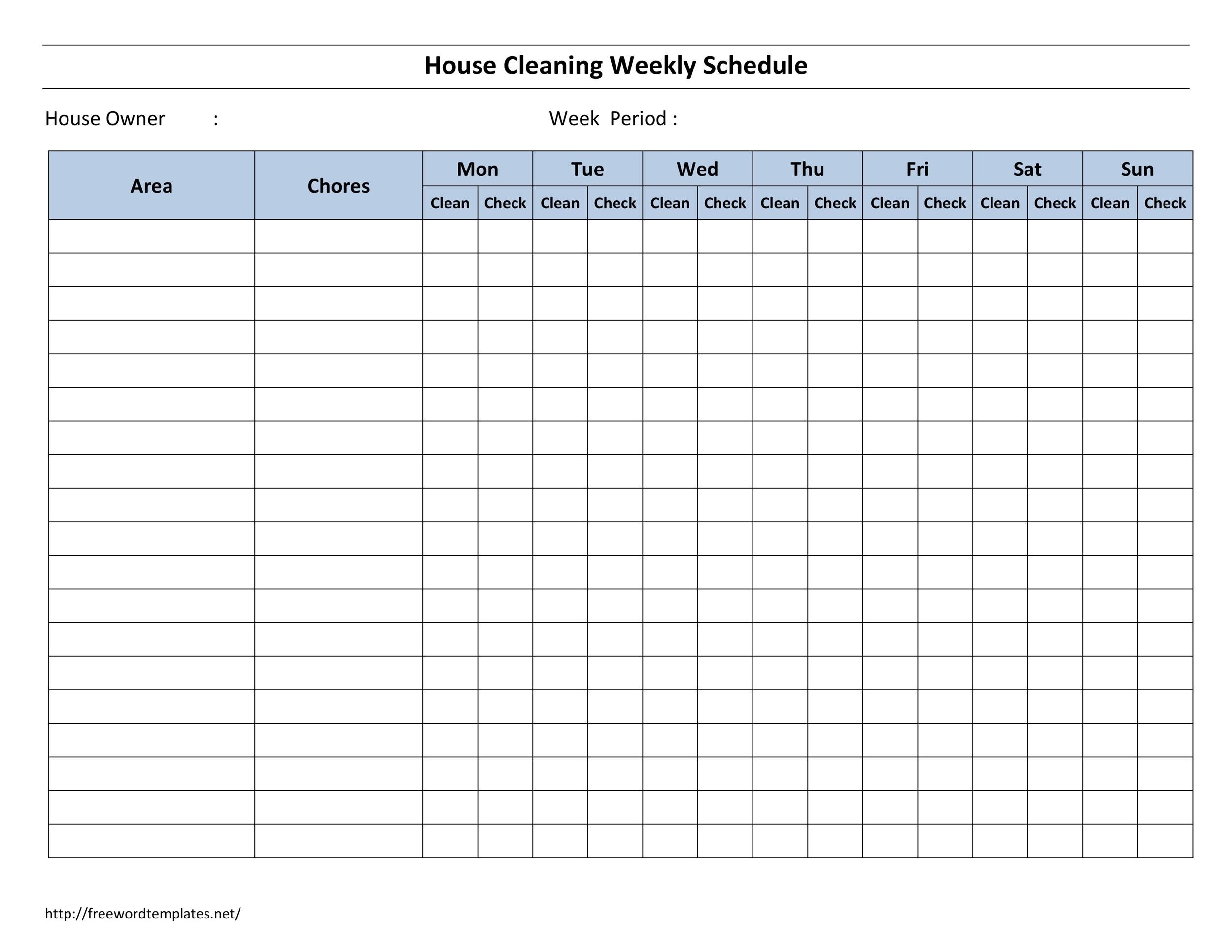 Household Chore Chart Template