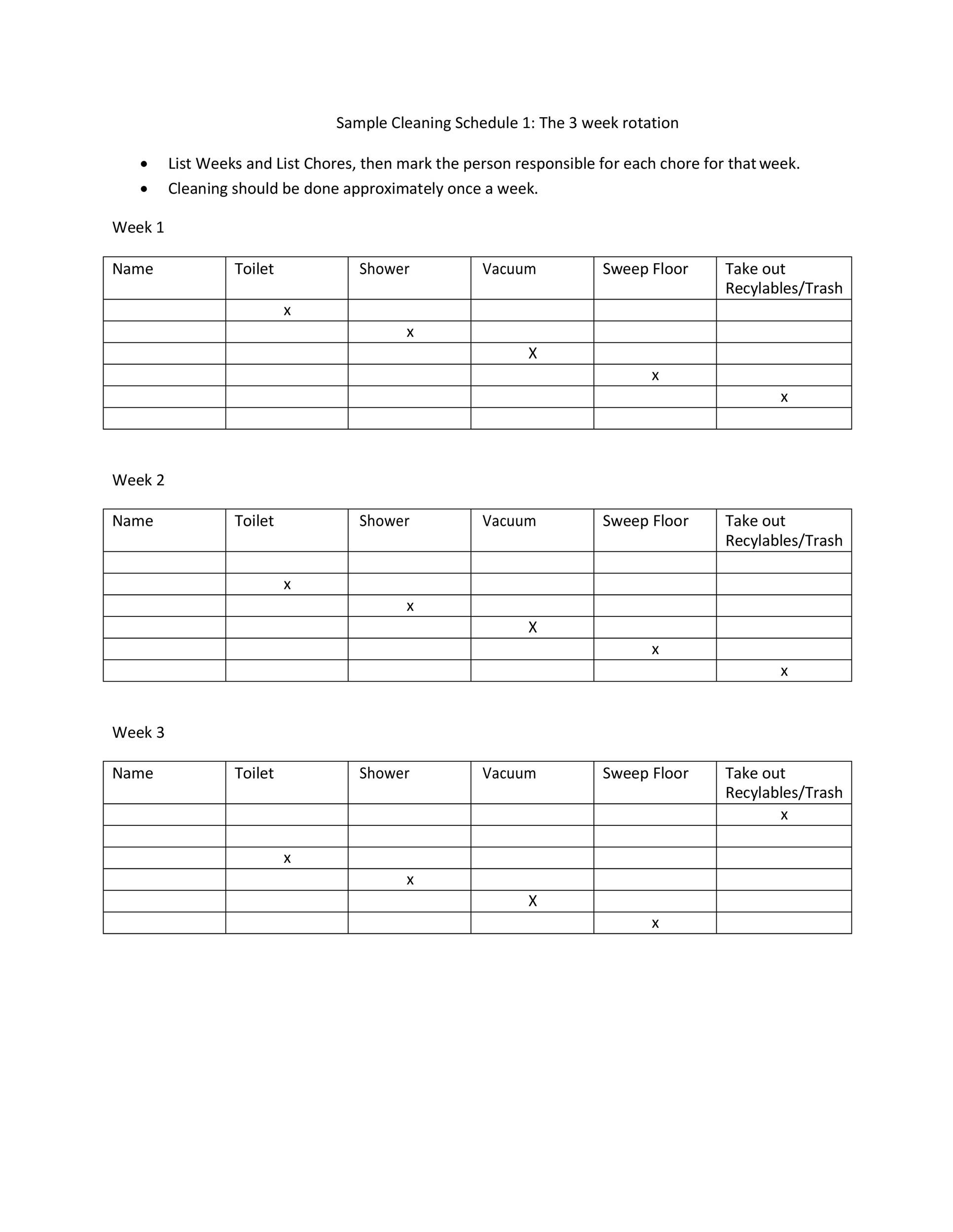 House Chores Chart Template