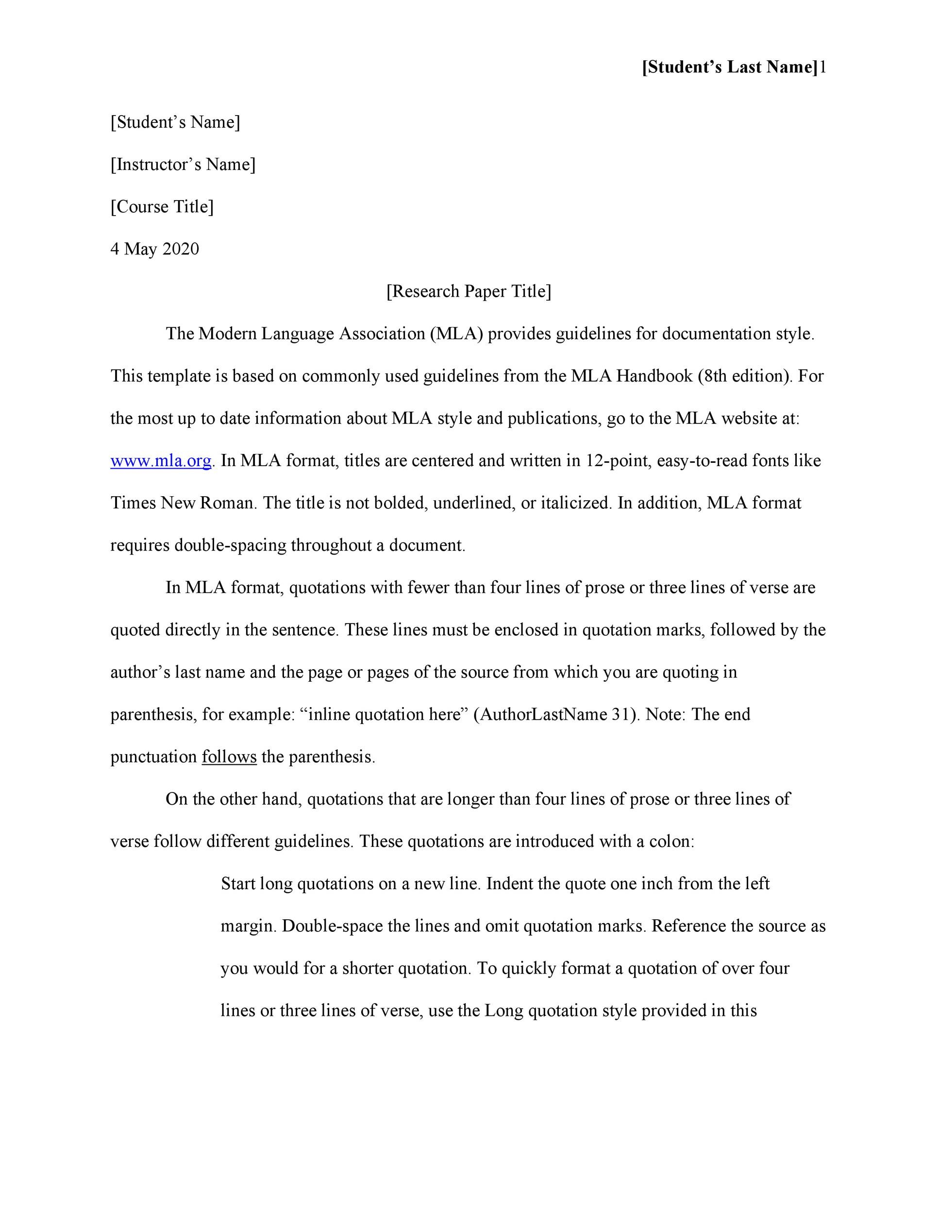 Research paper format double spaced