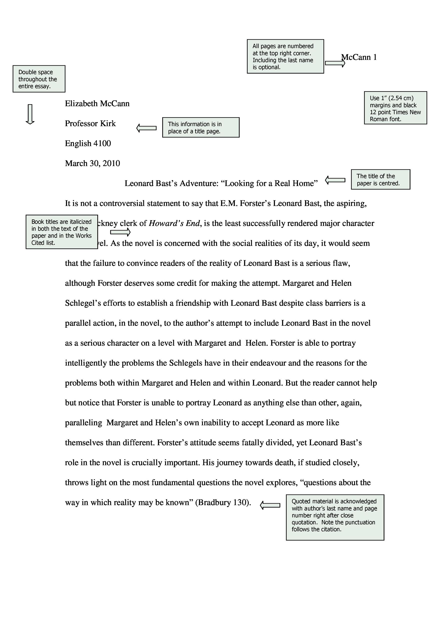 Mla Format First Page Sample