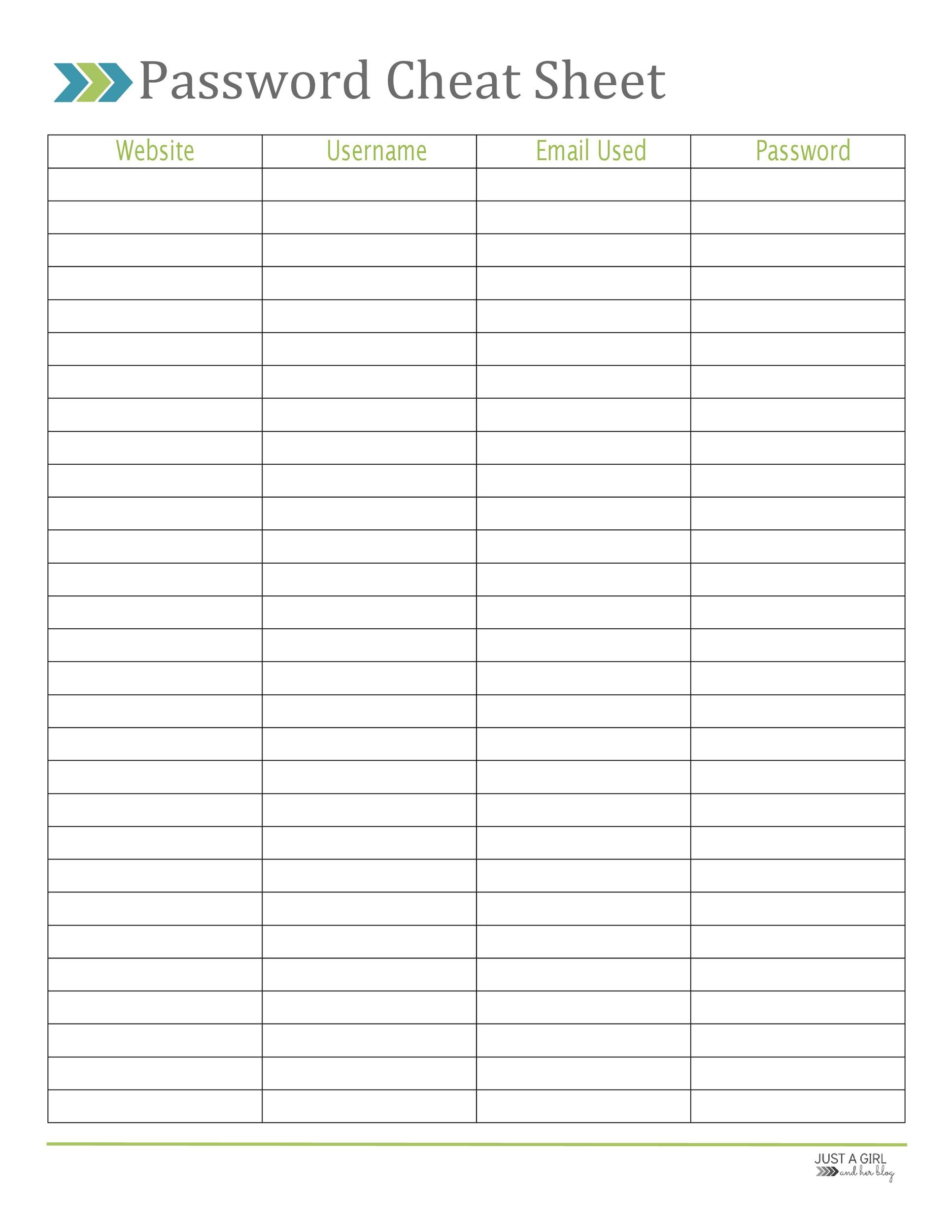 Password Sheet Printable That are Stupendous | Dan's Blog