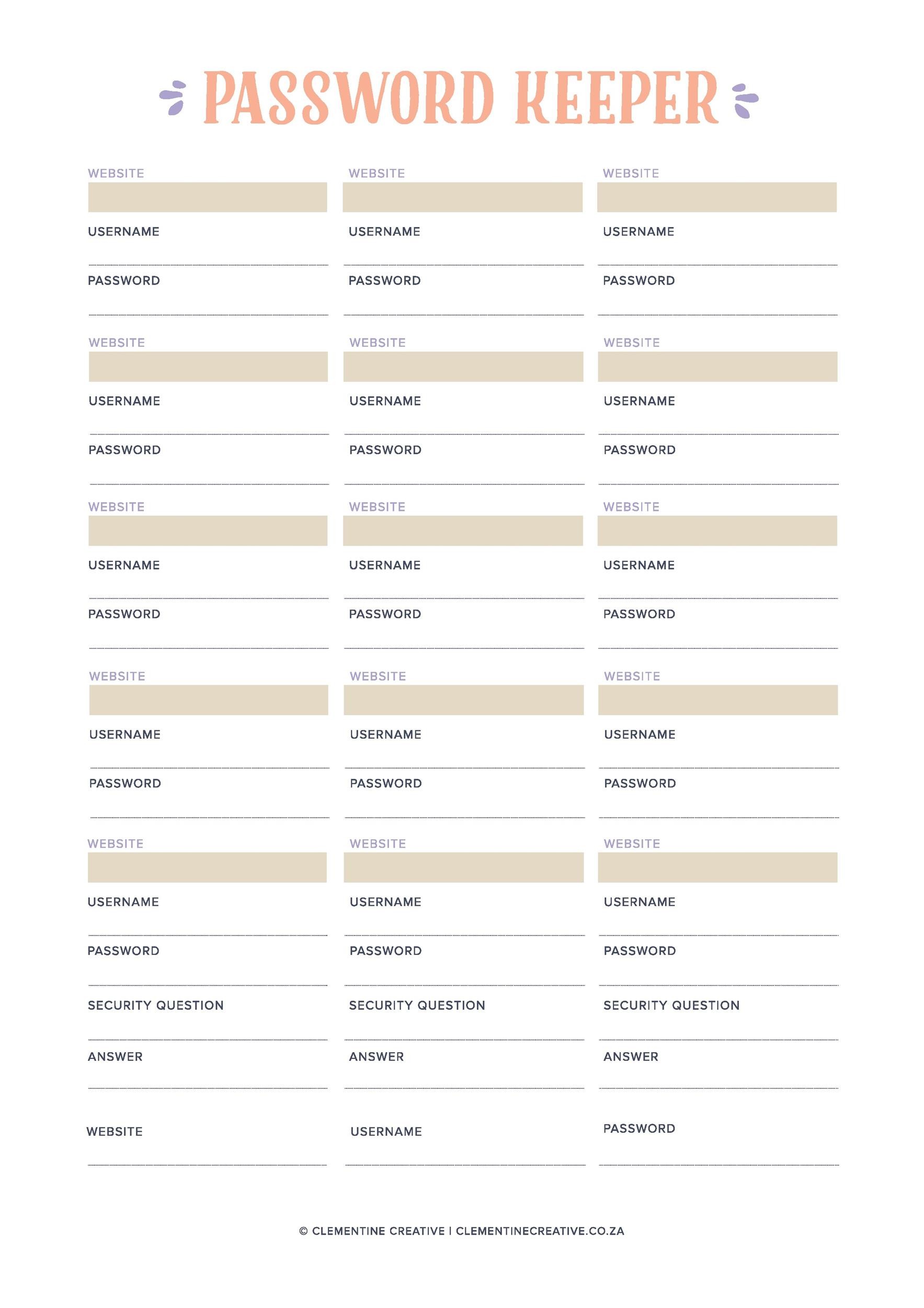 Free Password Templates And Spreadsheets Smartsheet