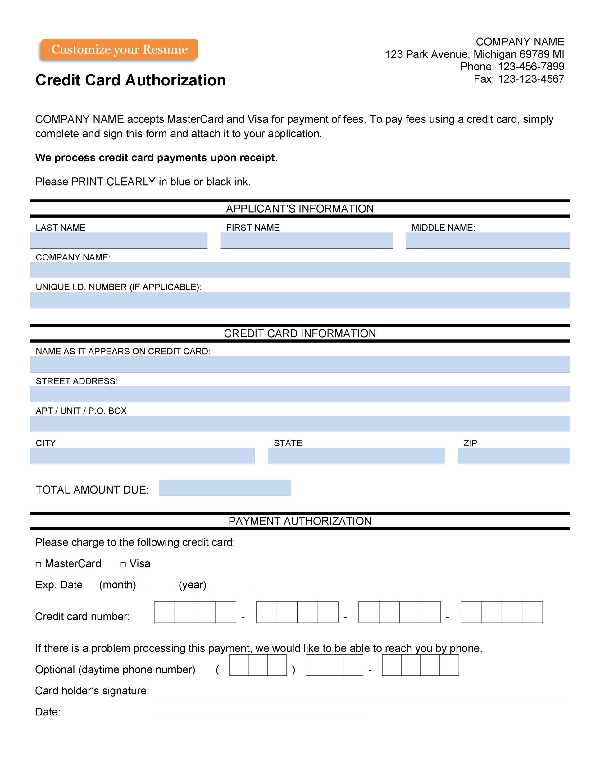 Employee Credit Card Request Form Template - Template Walls
