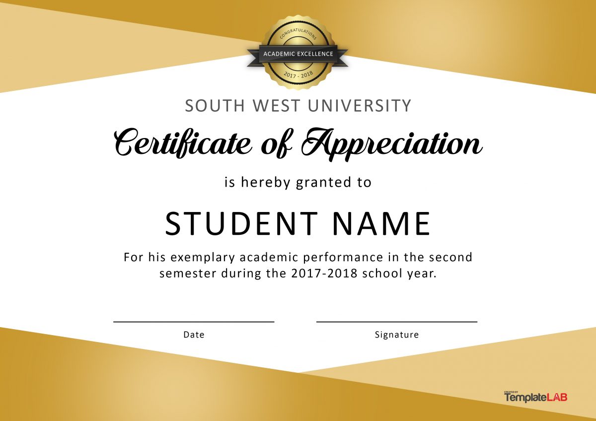 Templates For Certificate Of Appreciation