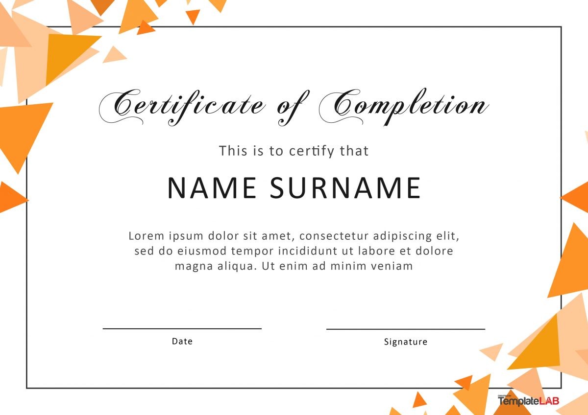 40 Fantastic Certificate of Completion Templates Word PowerPoint