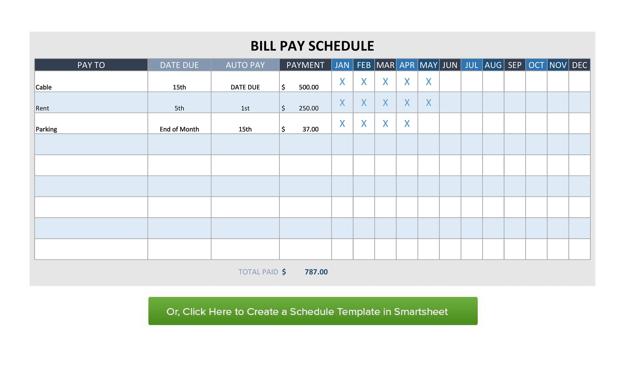 Bills Due Chart