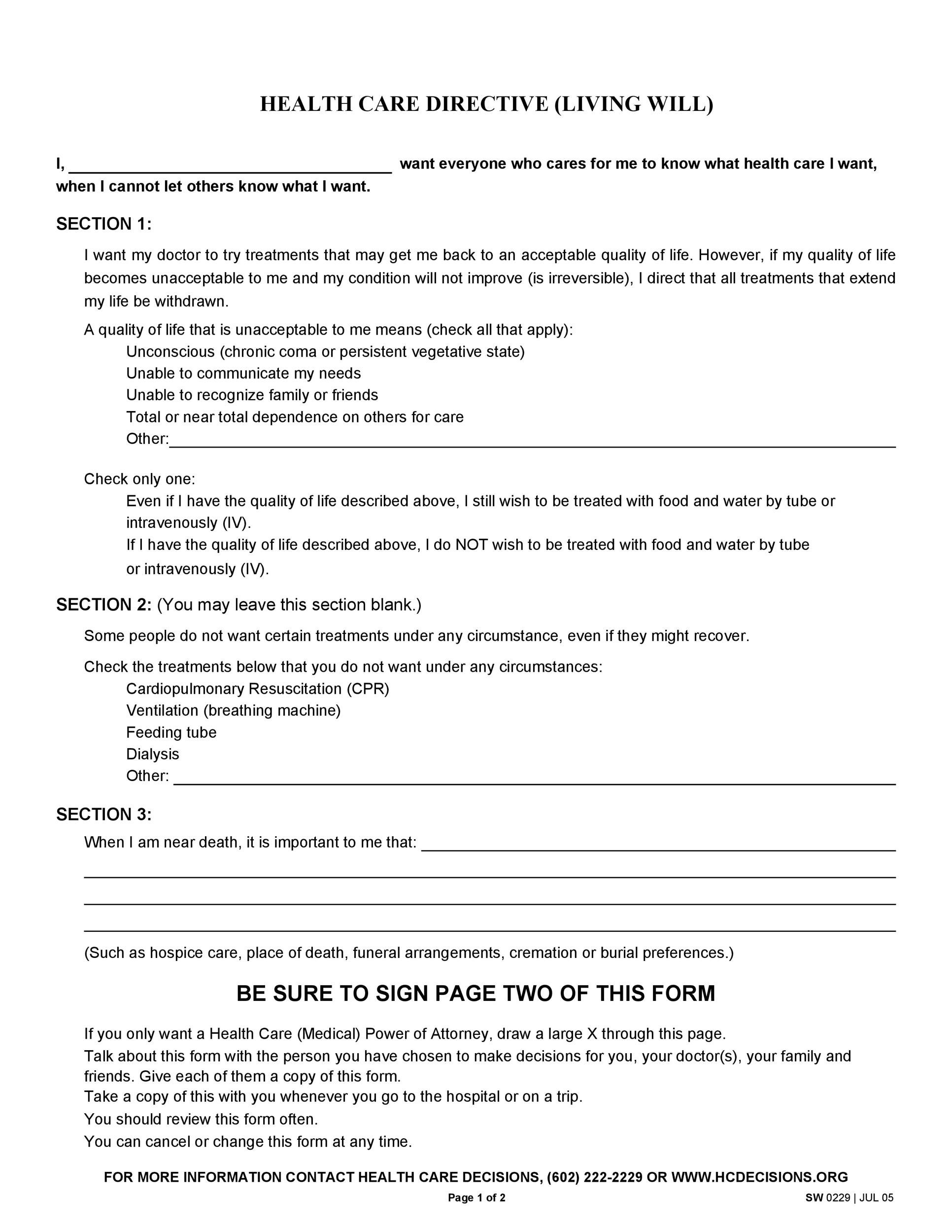 50 Free Living Will Templates Forms ALL STATES TemplateLab