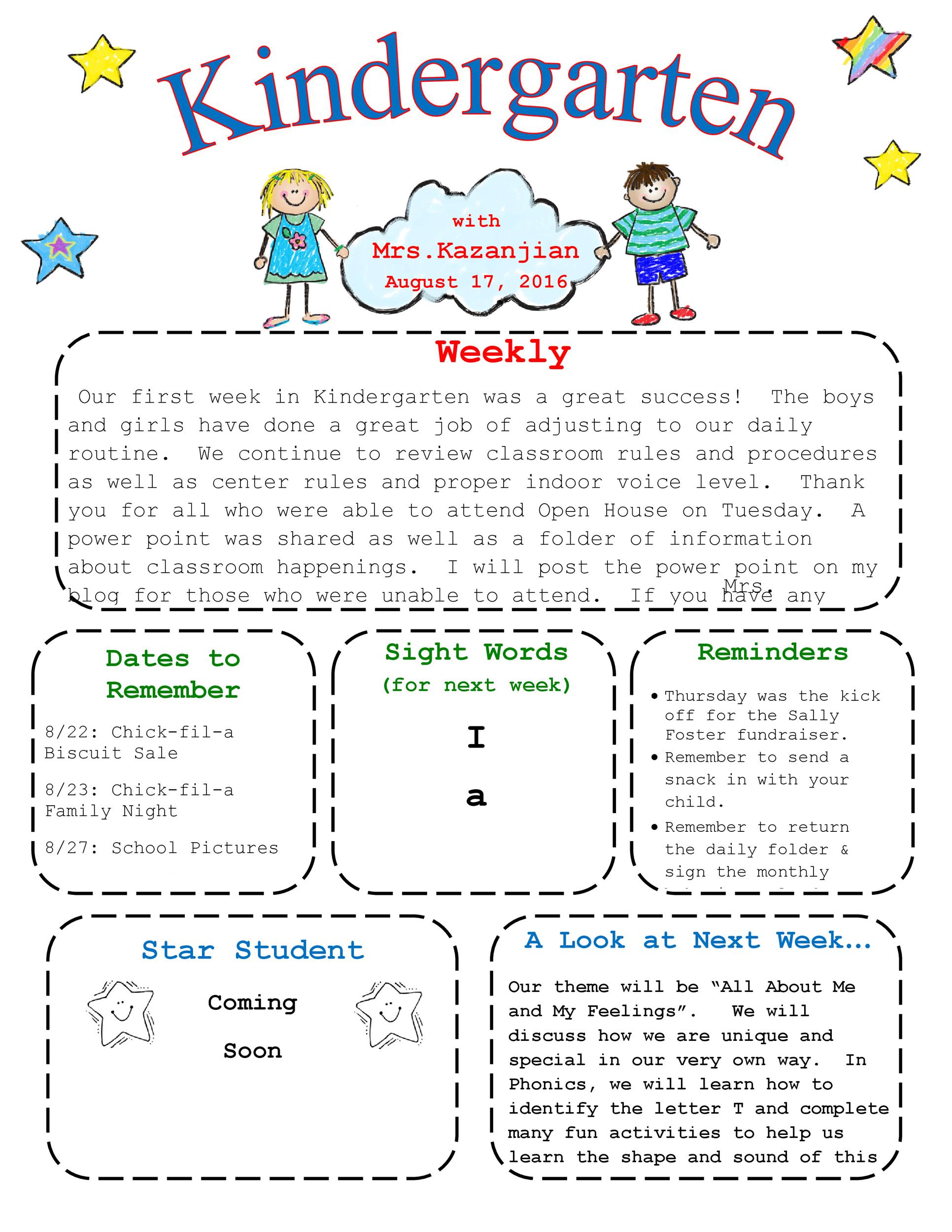 Printable Preschool Newsletter