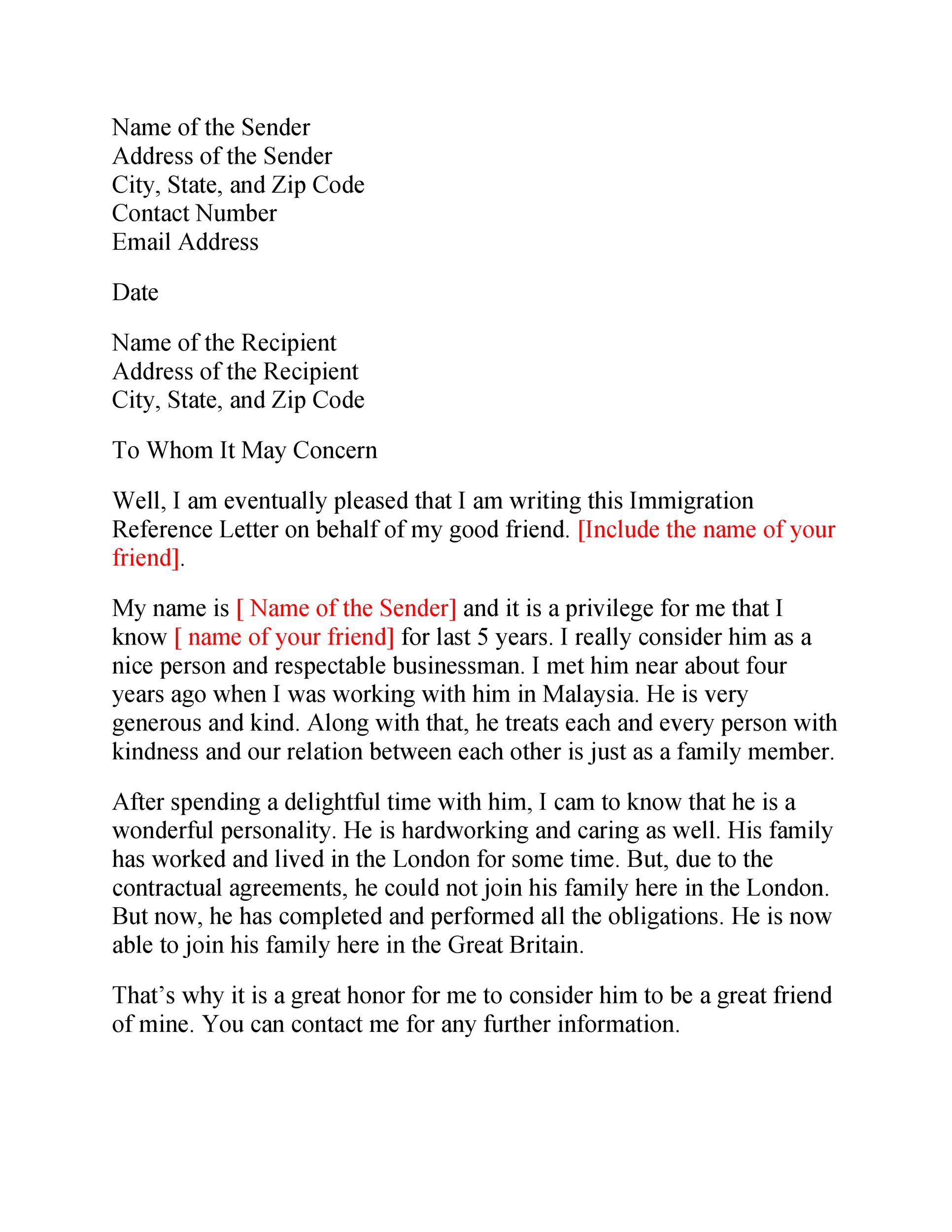 Legal Character Reference Letter