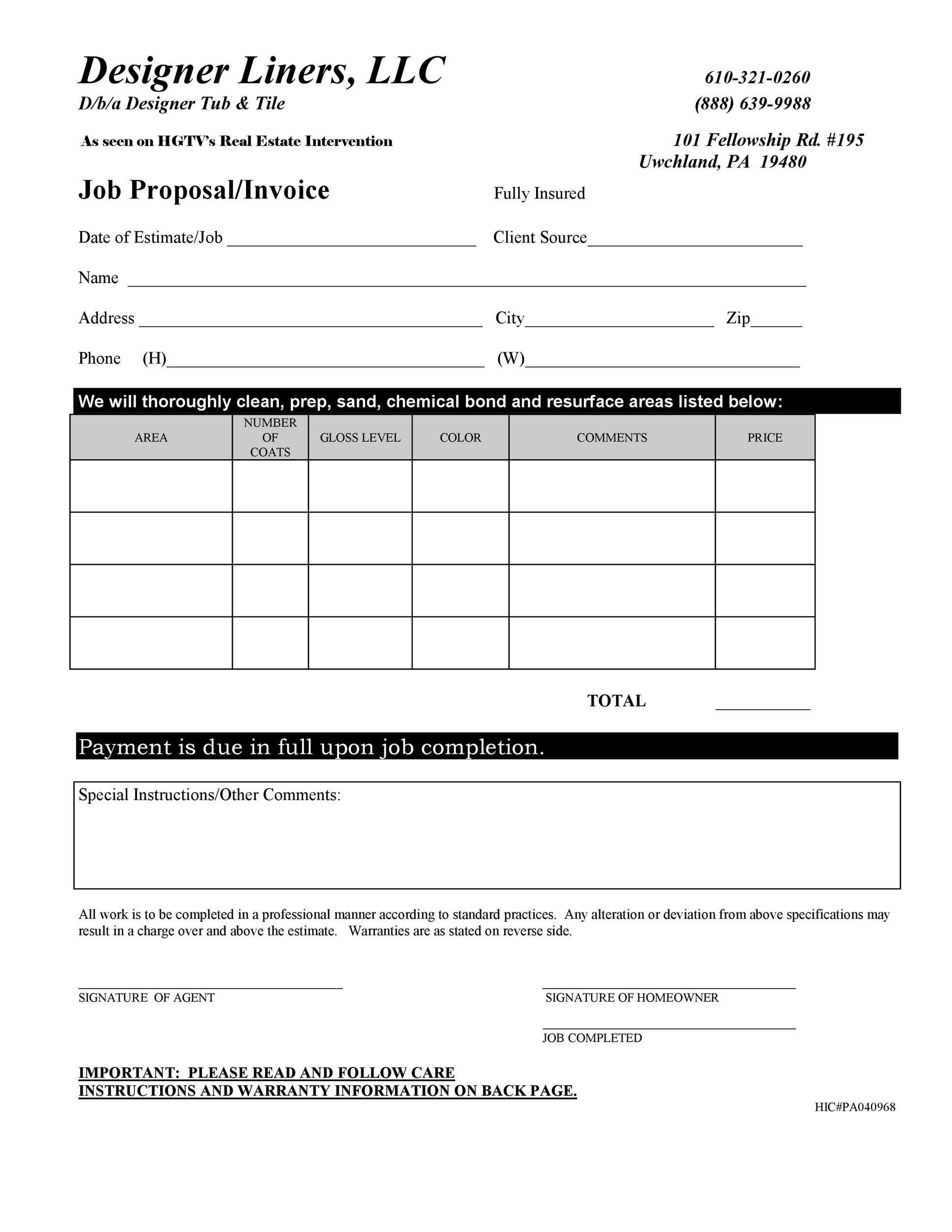 Printable Proposal Forms TUTORE ORG Master of Documents
