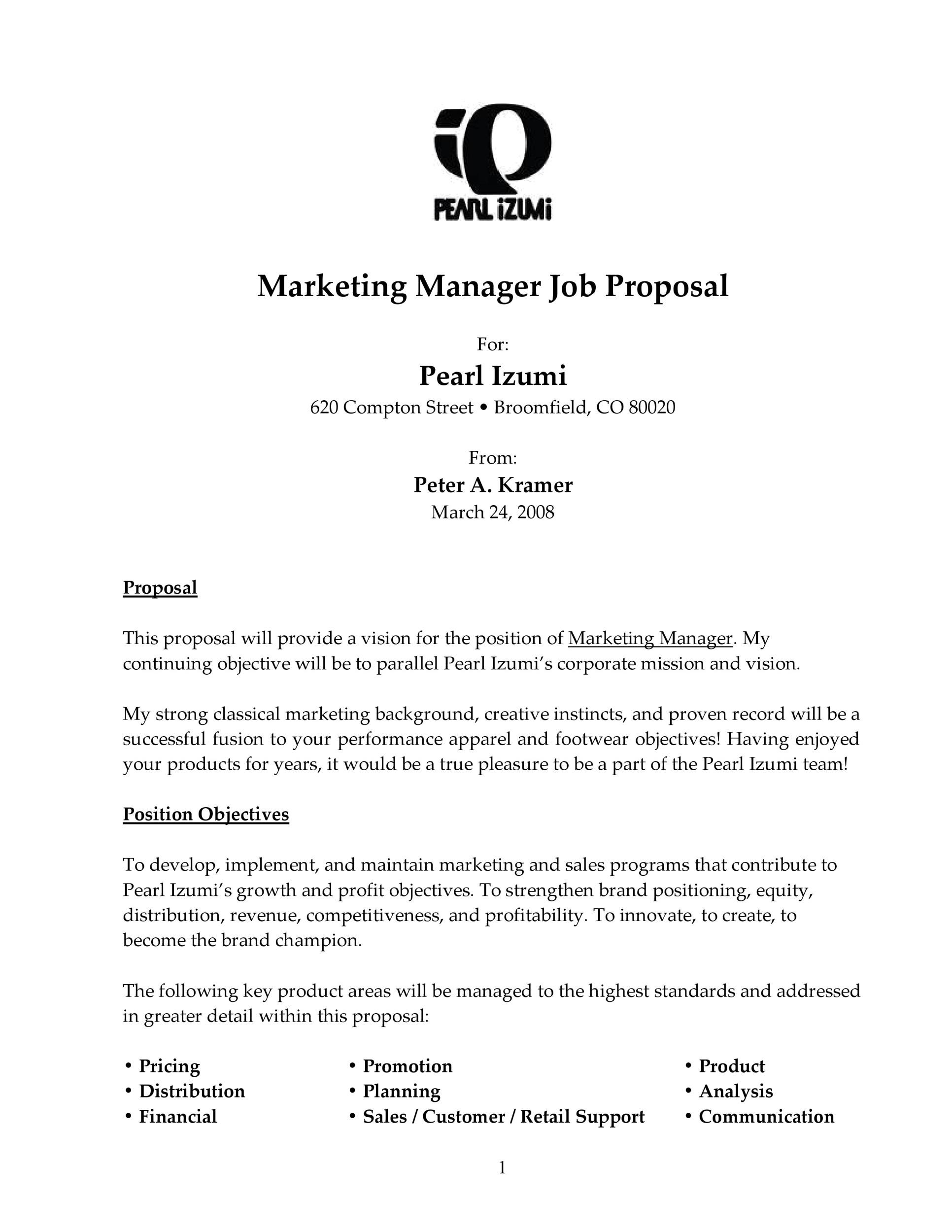 How To Write A Job Proposal Example