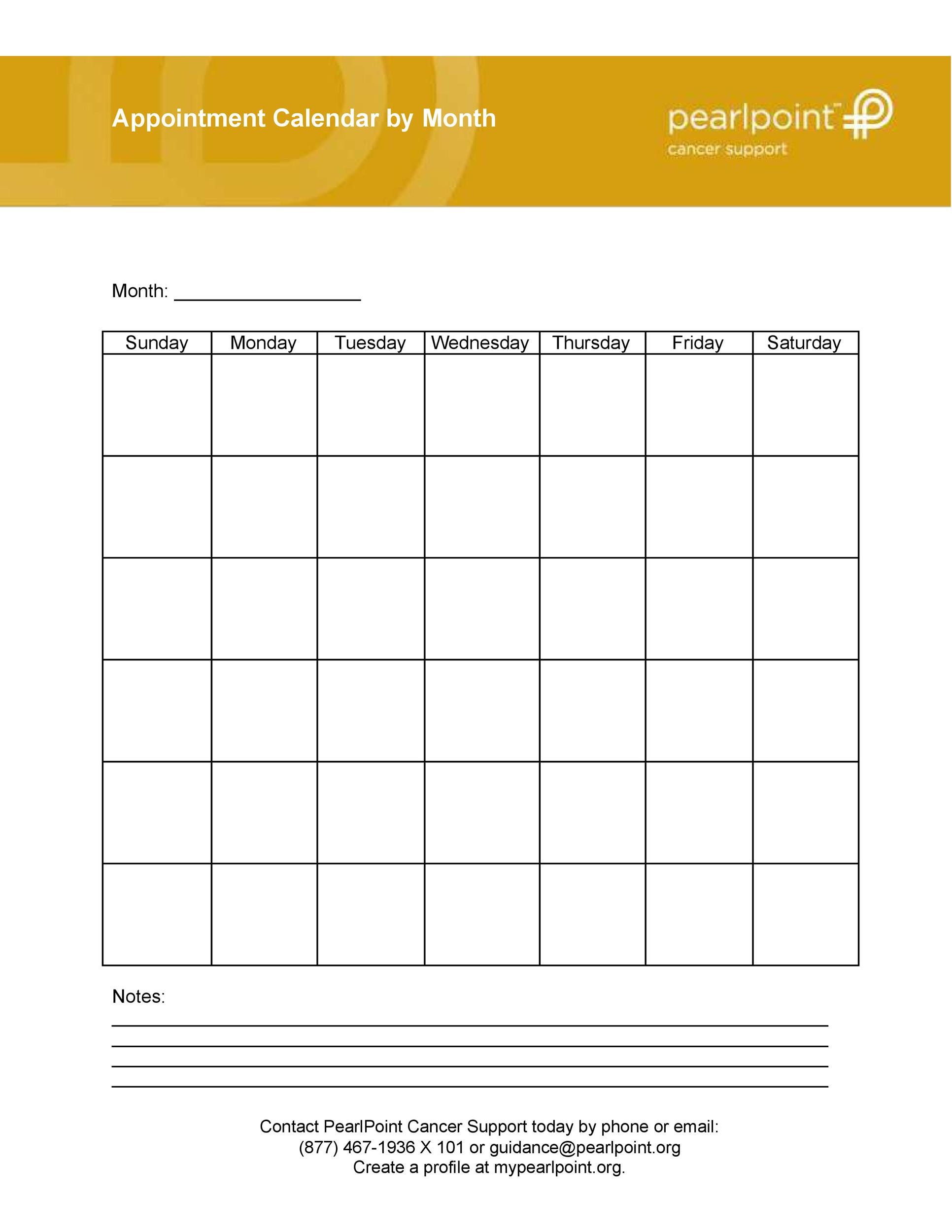 Free Printable Appointment Calendar Templates