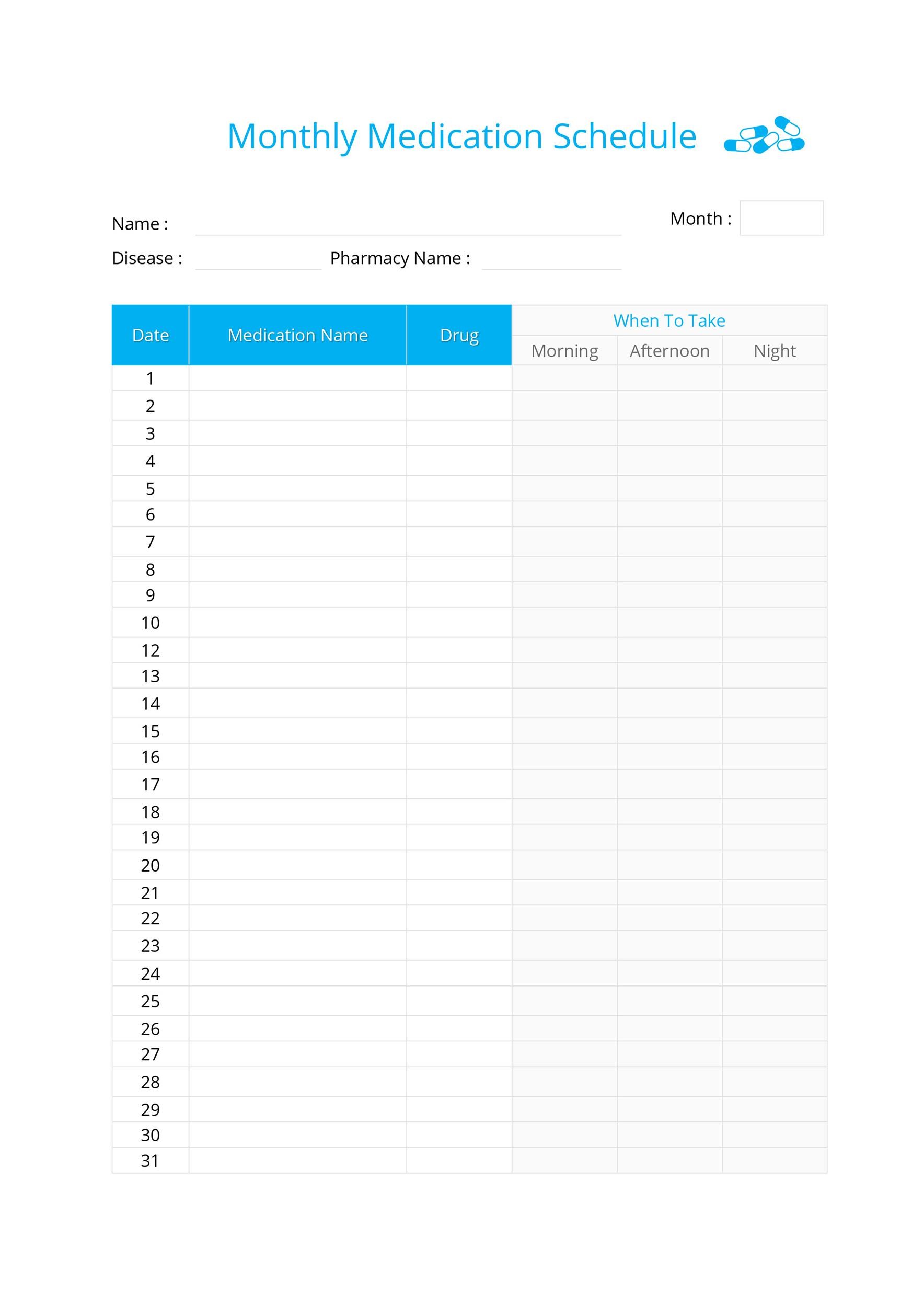 Med Schedule Chart