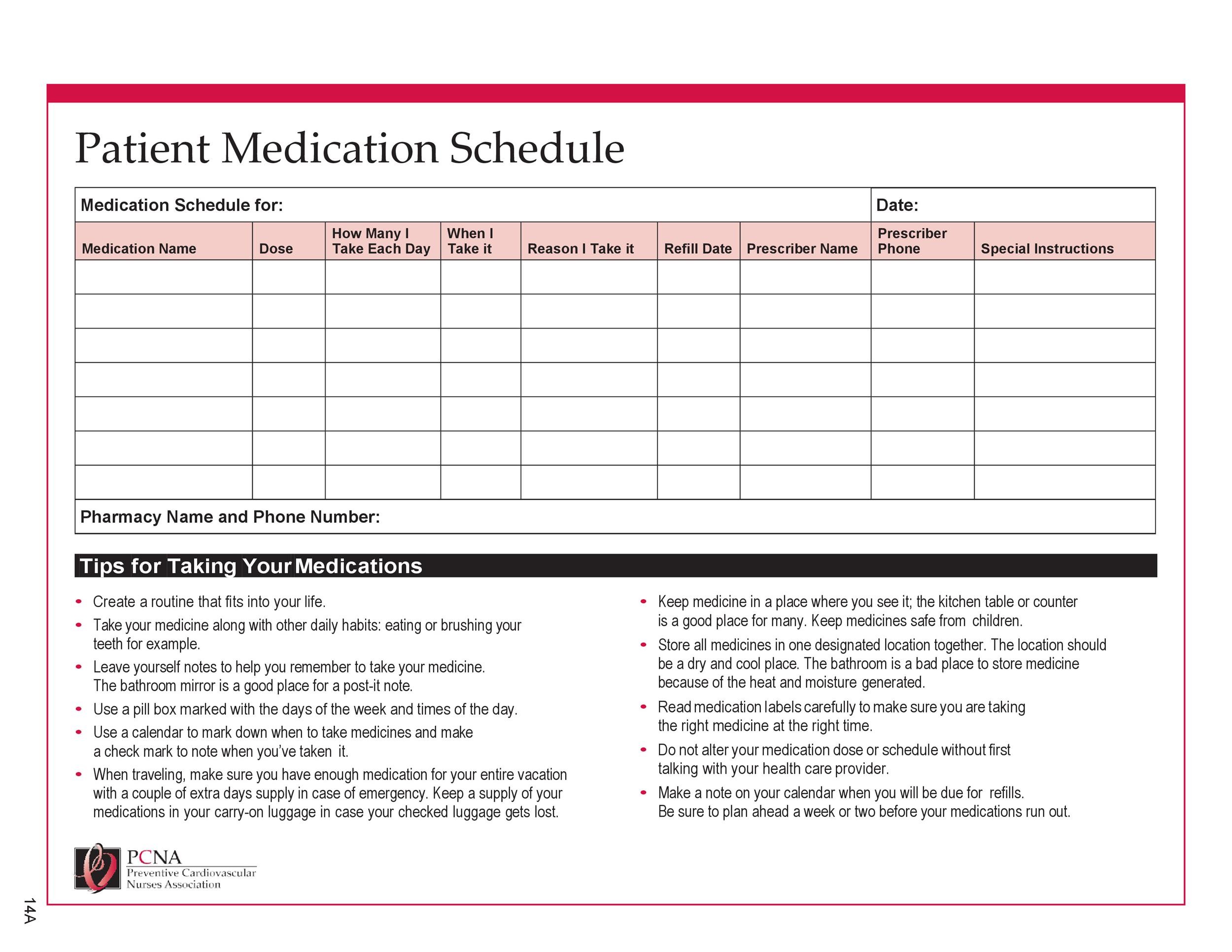 Top Printable Medication Schedule Wade Website
