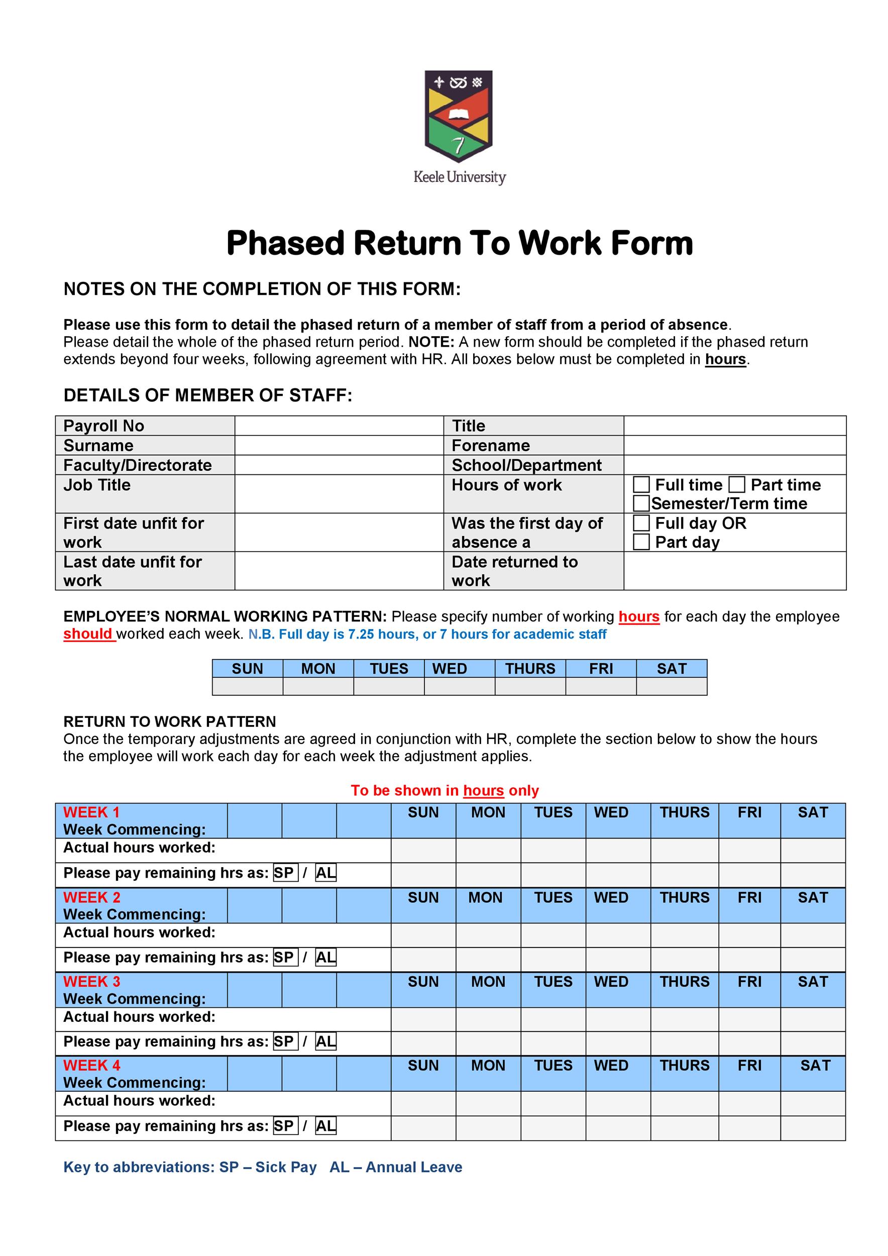 49 Best Return To Work Work Release Forms ᐅ TemplateLab